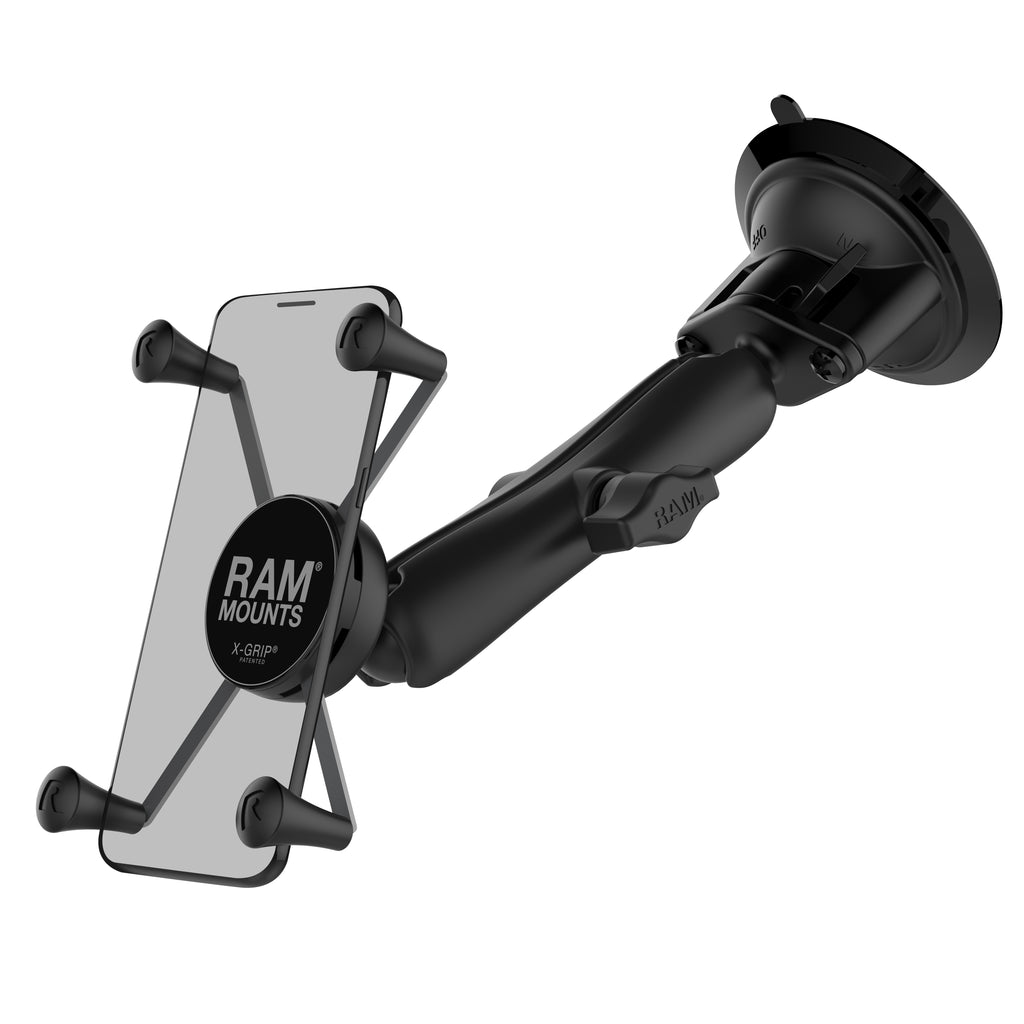 RAM X-Grip grote telefoonhouder met twist lock zuignap lange arm - RAM Mounts RAM-B-166-C-UN10U
