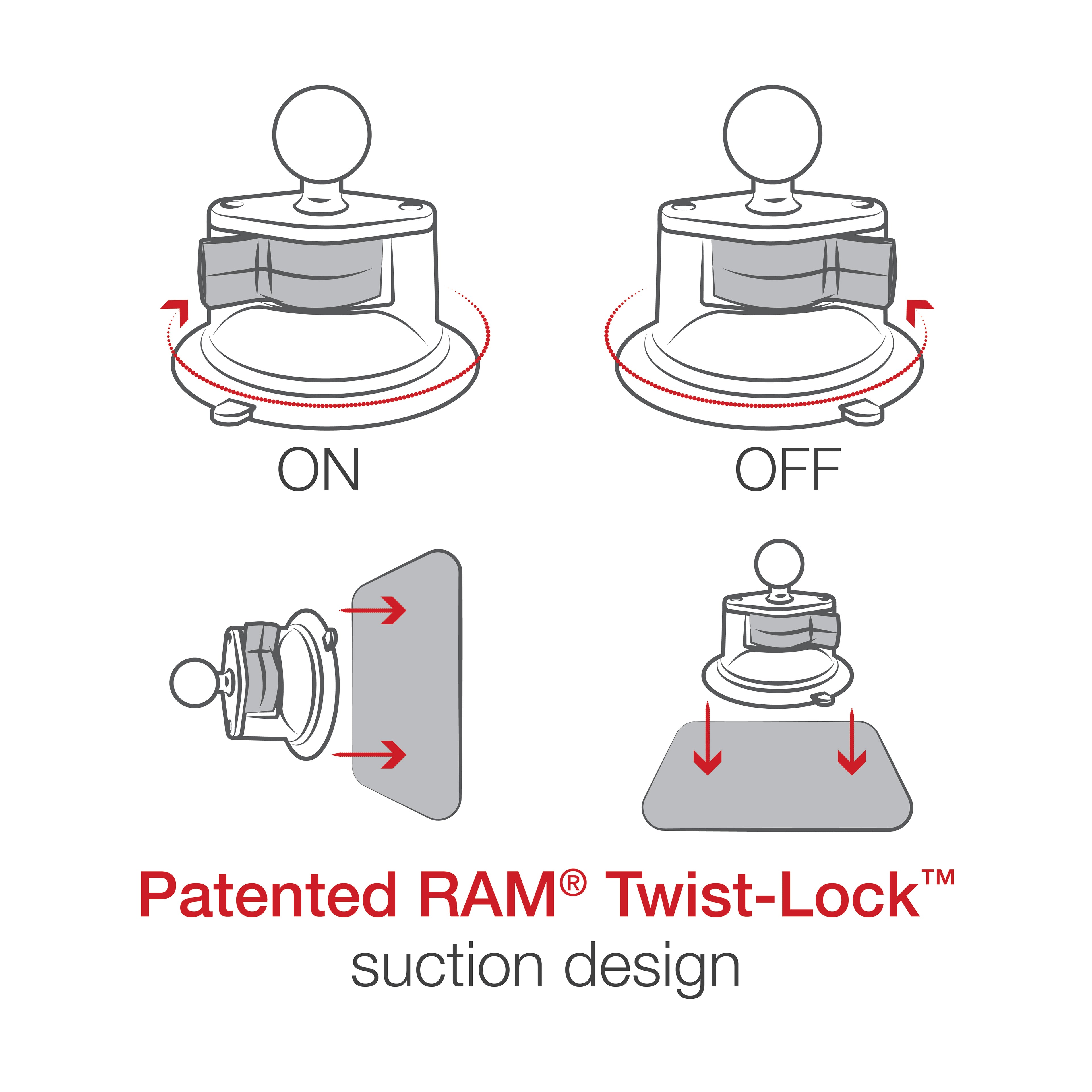 RAM X-Grip® Grote Telefoonhouder met Twist-Lock™ Zuignap - Lange Arm - RAM Mounts RAM-B-166-C-UN10U afbeelding 7