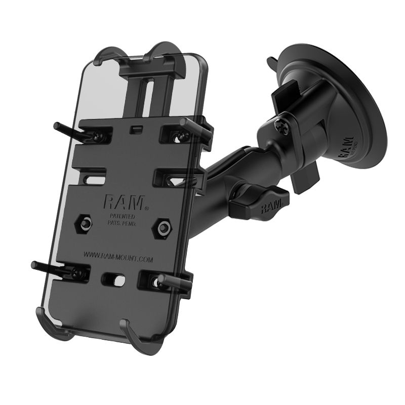 RAM Quick-Grip™ telefoonhouder met RAM Twist-Lock™ zuignapbasis - RAM Mounts RAM-B-166-PD3 afbeelding 1