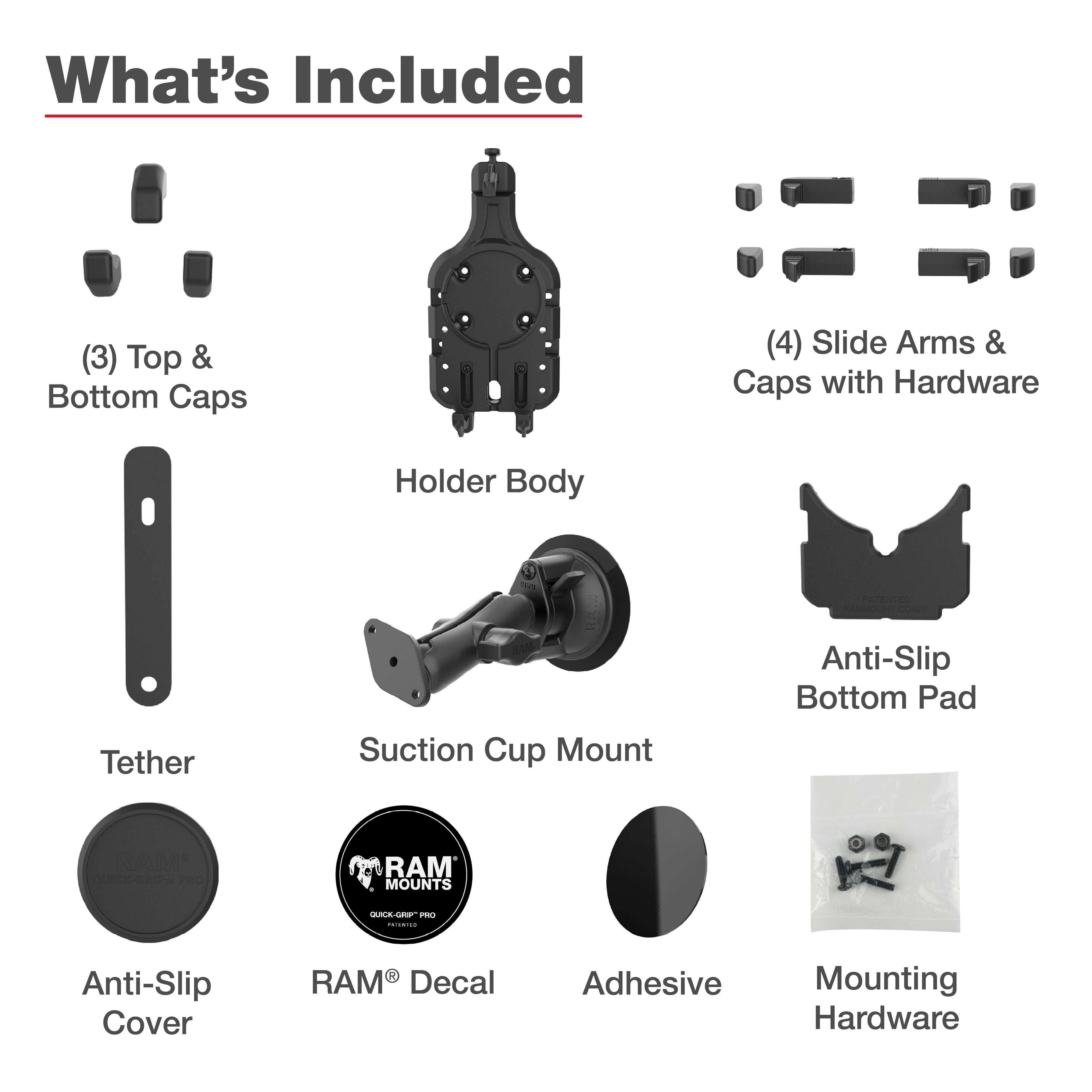 RAM Quick-Grip™ Pro Telefoonhouder met Twist-Lock™ Zuignap - Medium - RAM Mounts RAM-B-166-PD5U afbeelding 6