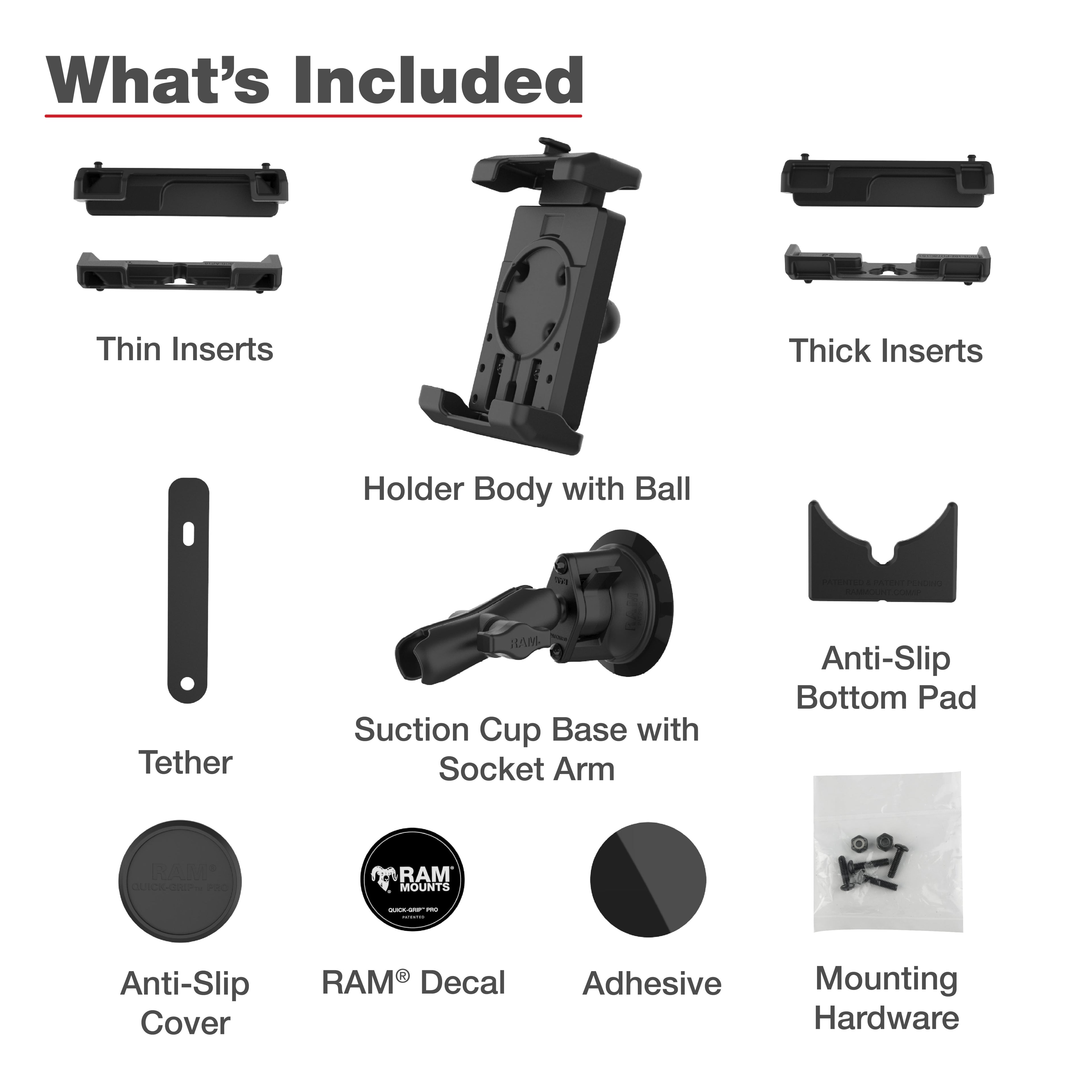RAM Quick-Grip™ Pro XL Telefoonbevestiging met Twist-Lock™ Vacuümzuignap - RAM Mounts RAM-B-166-PD7U afbeelding 7