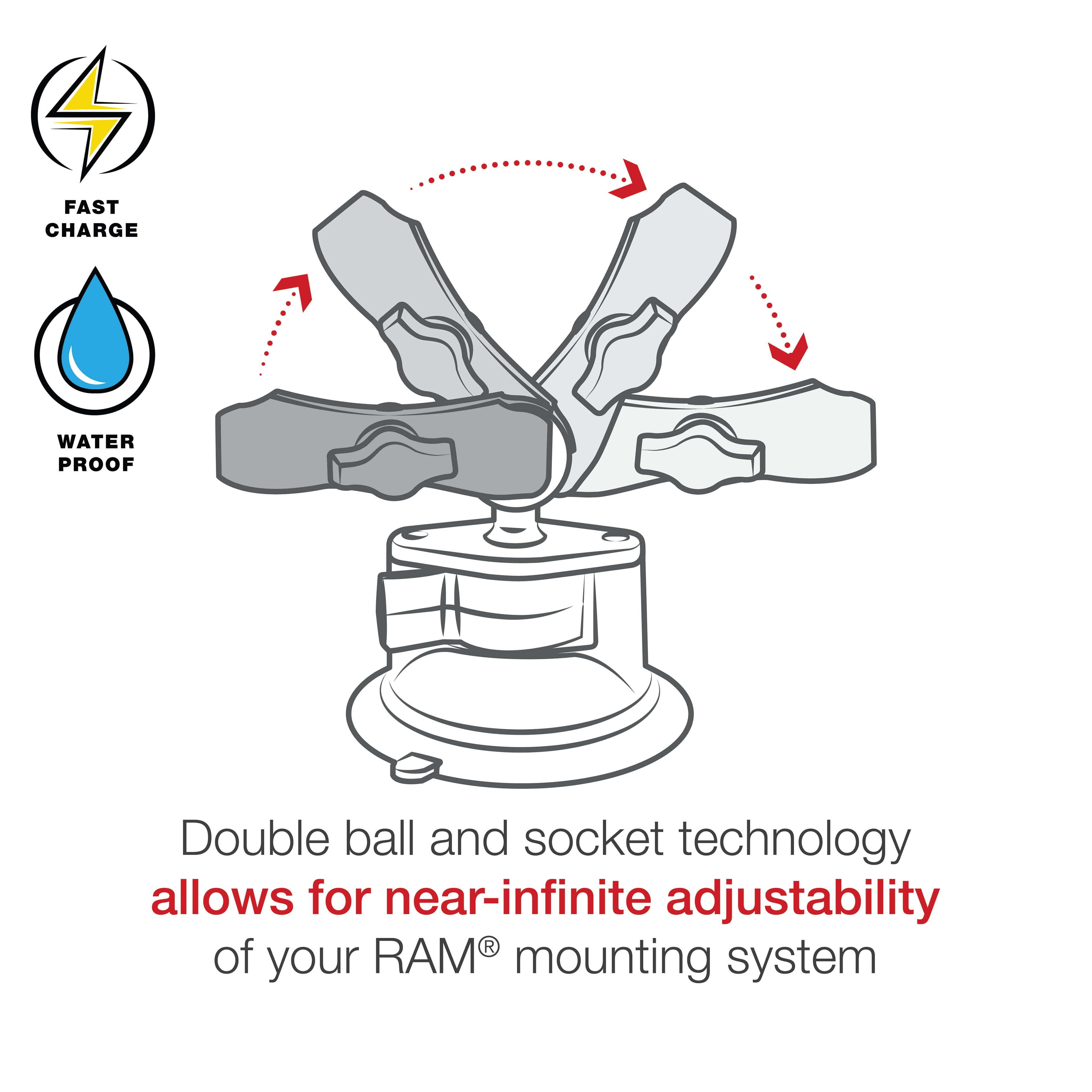 RAM Tough-Charge™ 15W Draadloze Oplaadzuigcuphouder - RAM Mounts RAM-B-166-UN12W-1 afbeelding 8