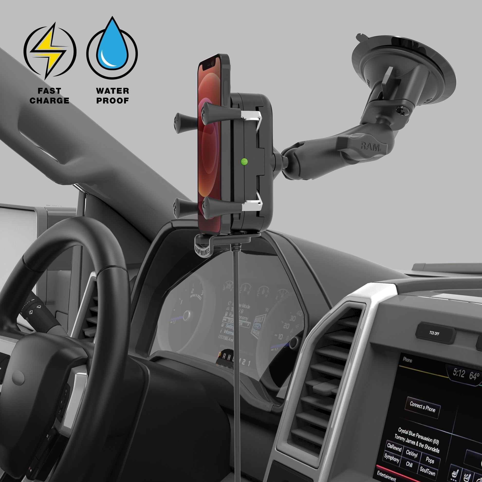 RAM Tough-Charge™ Waterdichte Draadloze Oplaadzuignap Montage - RAM Mounts RAM-B-166-UN12W afbeelding 5