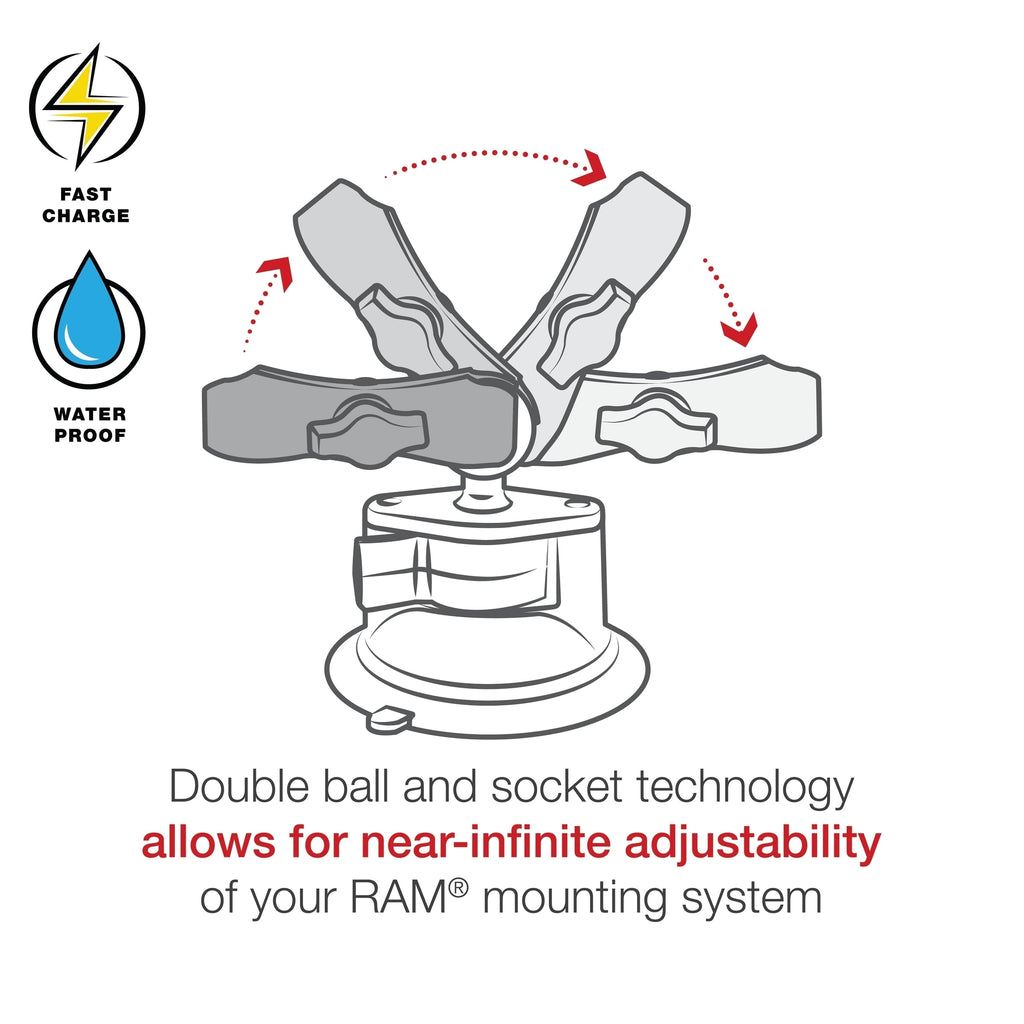 RAM Tough-Charge™ Waterdichte Draadloze Oplaadzuignap Montage - RAM Mounts RAM-B-166-UN12W afbeelding 8