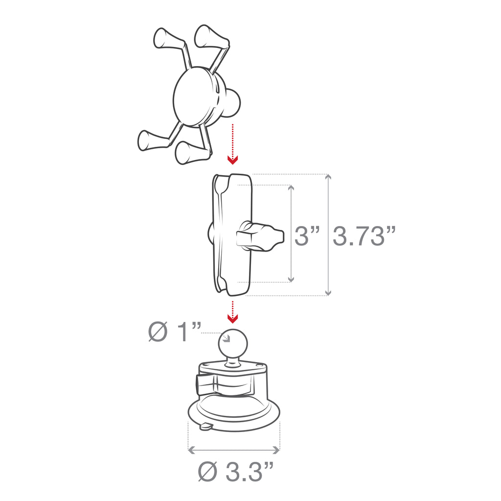 RAM X-Grip® Telefoonhouder met RAM Twist-Lock™ Zuignap - RAM Mounts RAM-B-166-UN7U afbeelding 4