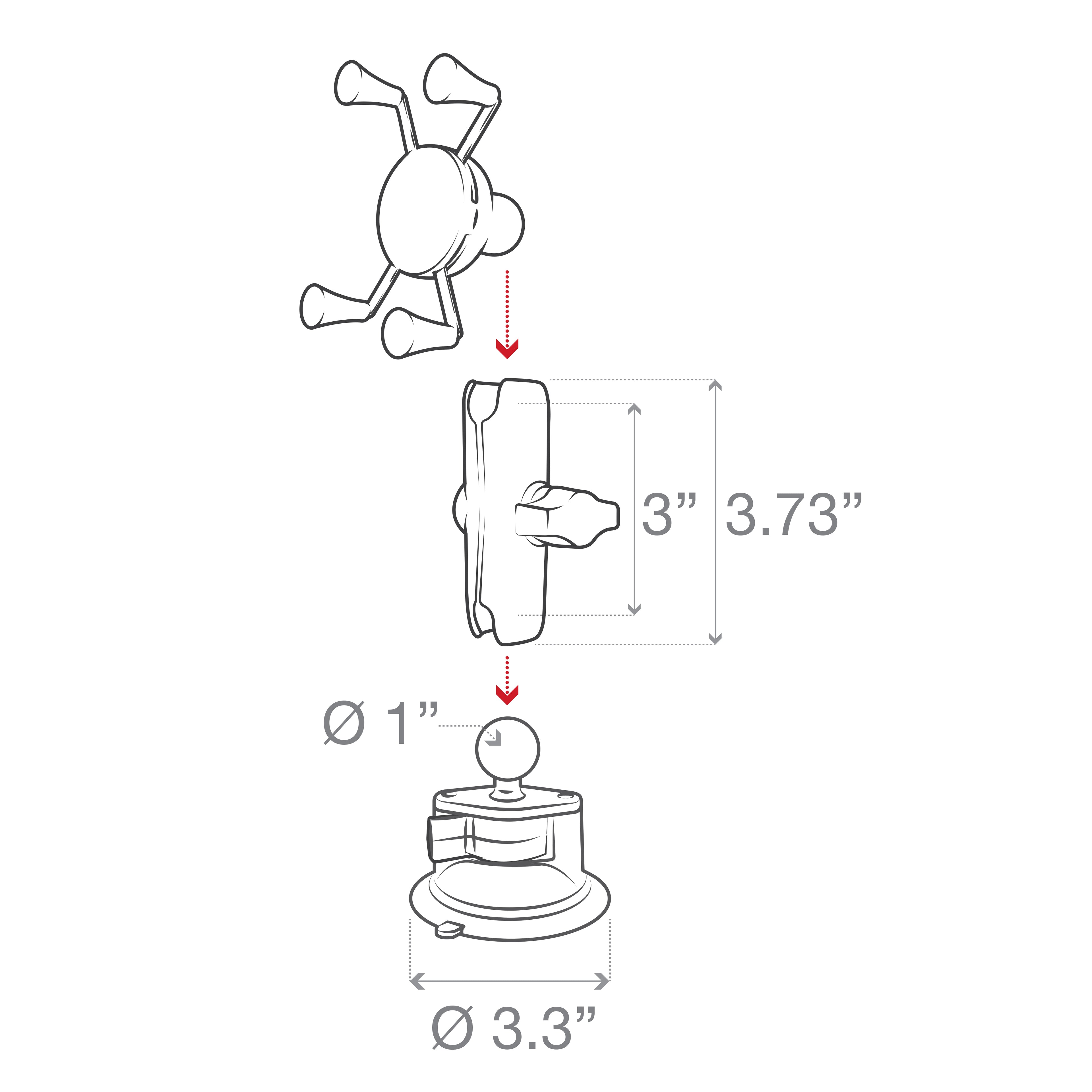 RAM X-Grip® Telefoonhouder met RAM Twist-Lock™ Zuignap - RAM Mounts RAM-B-166-UN7U afbeelding 4
