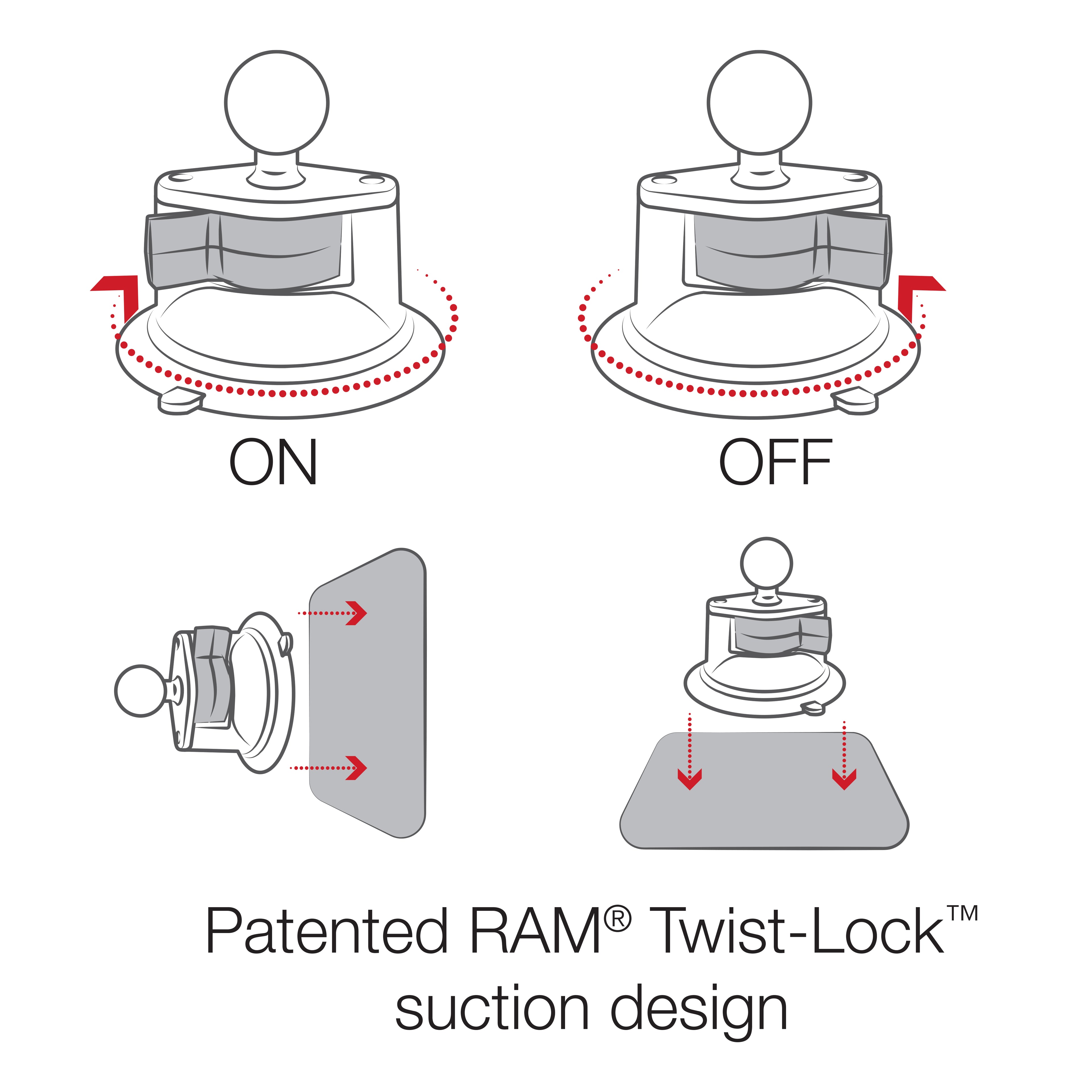 RAM X-Grip® Telefoonhouder met RAM Twist-Lock™ Zuignap - RAM Mounts RAM-B-166-UN7U afbeelding 8