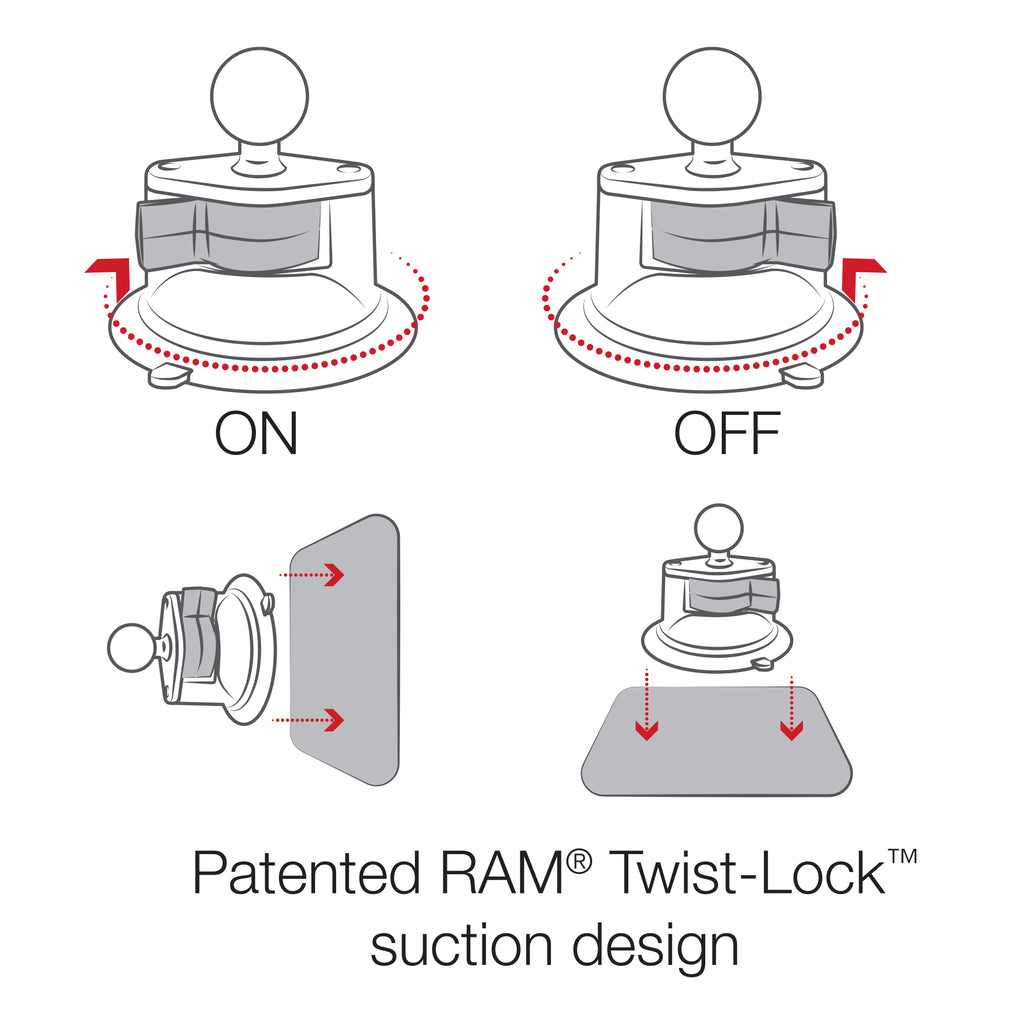 RAM X-Grip® Telefoonhouder met Twist-Lock™ Zuigcupbasis - RAM Mounts RAP-B-166-UN7U afbeelding 8