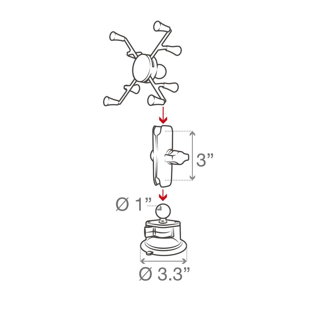 RAM X-Grip® met RAM Twist-Lock™ zuigcupbevestiging voor 7 "-8" tablets - RAM Mounts RAM-B-166-UN8U afbeelding 5