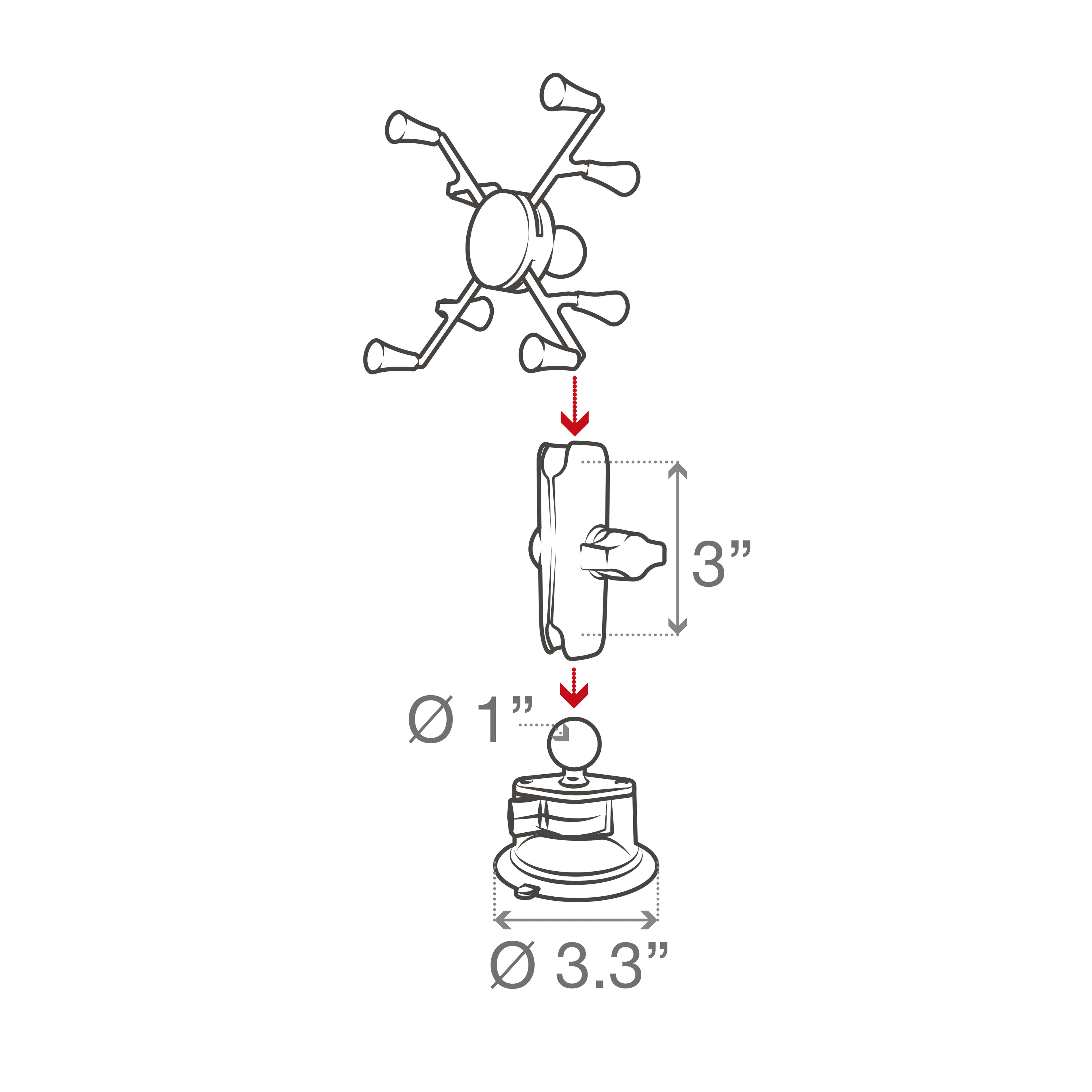 RAM X-Grip® met RAM Twist-Lock™ zuigcupbevestiging voor 7 "-8" tablets - RAM Mounts RAM-B-166-UN8U afbeelding 5