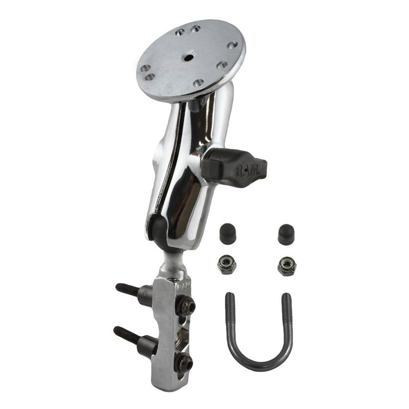 RAM Chrome Motorfiets Rem-/Koppeling Reservoir Mount met Ronde Plaat - RAM Mounts RAM-B-174CH-202U afbeelding 1