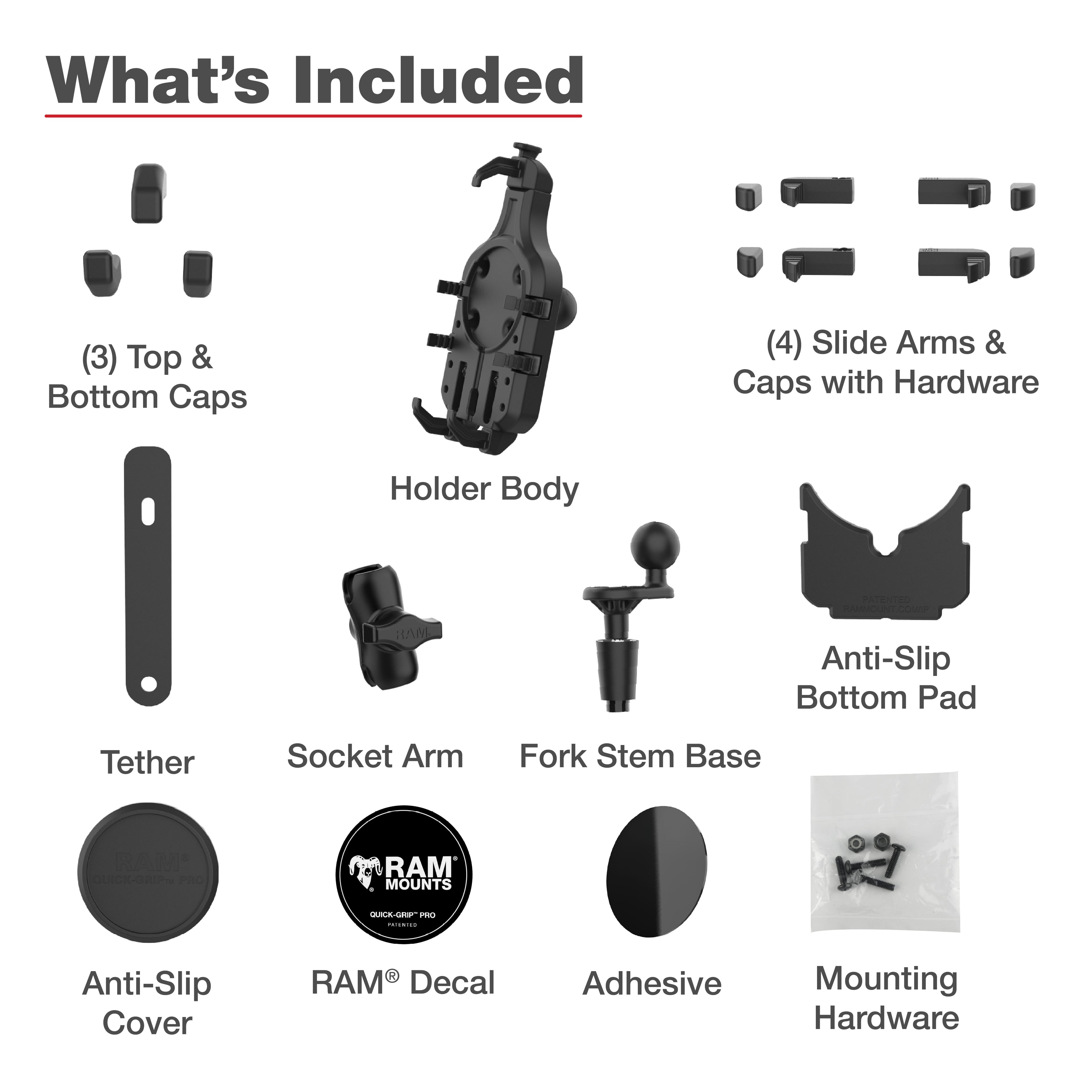 RAM Quick-Grip™ Pro Telefoonbevestiging met Fork Stem basis - Kort - RAM Mounts RAM-B-176-A-PD5U afbeelding 6