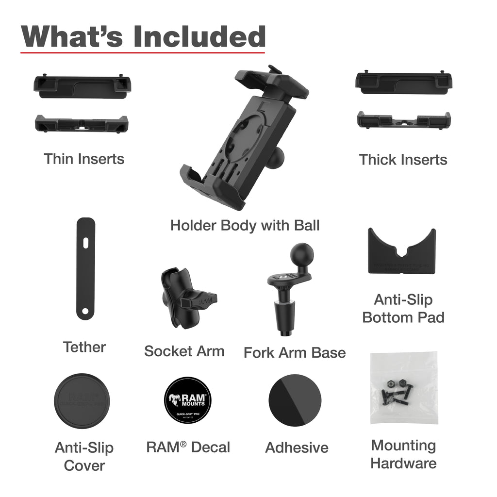 RAM Quick-Grip™ Pro XL Telefoonbevestiging met Fork Stem Basis - Kort - RAM Mounts RAM-B-176-A-PD7U afbeelding 7