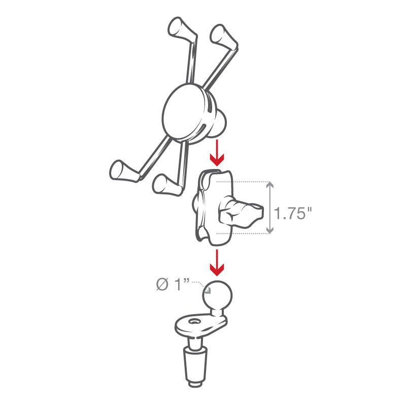 RAM X-Grip® Grote Telefoonhouder met Motorfiets Fork Stem Basis - RAM Mounts RAM-B-176-A-UN10U afbeelding 6