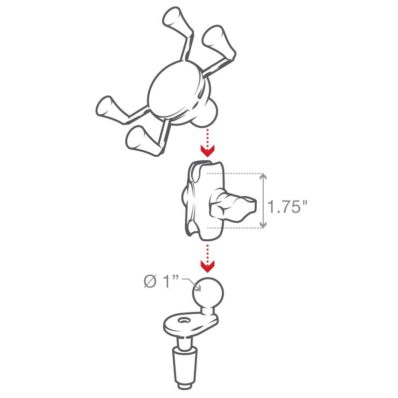 RAM X-Grip® Telefoonhouder met Motorfiets Fork Stem Basis - RAM Mounts RAM-B-176-A-UN7U afbeelding 6