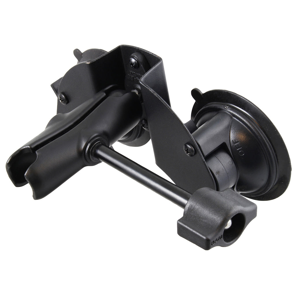 RAM twist lock dual zuignap basis met socket arm retentie knop - RAM Mounts RAM-B-189B-201-ALA1-KRU