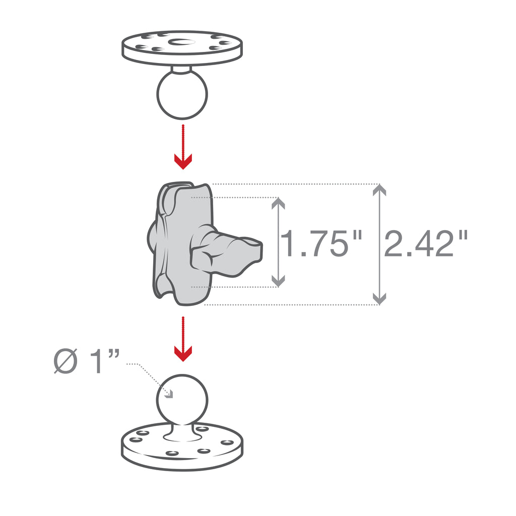 RAM Dubbele Arm - B Maat Kort - RAM Mounts RAM-B-201U-A afbeelding 4
