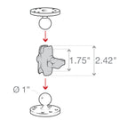 RAM Dubbele Arm - B Maat Kort - RAM Mounts RAM-B-201U-A afbeelding 4