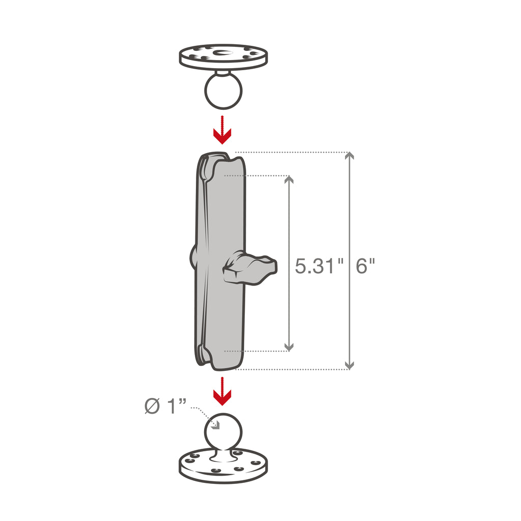 RAM Dubbele Arm - B Maat Lang - RAM Mounts RAM-B-201U-C afbeelding 4