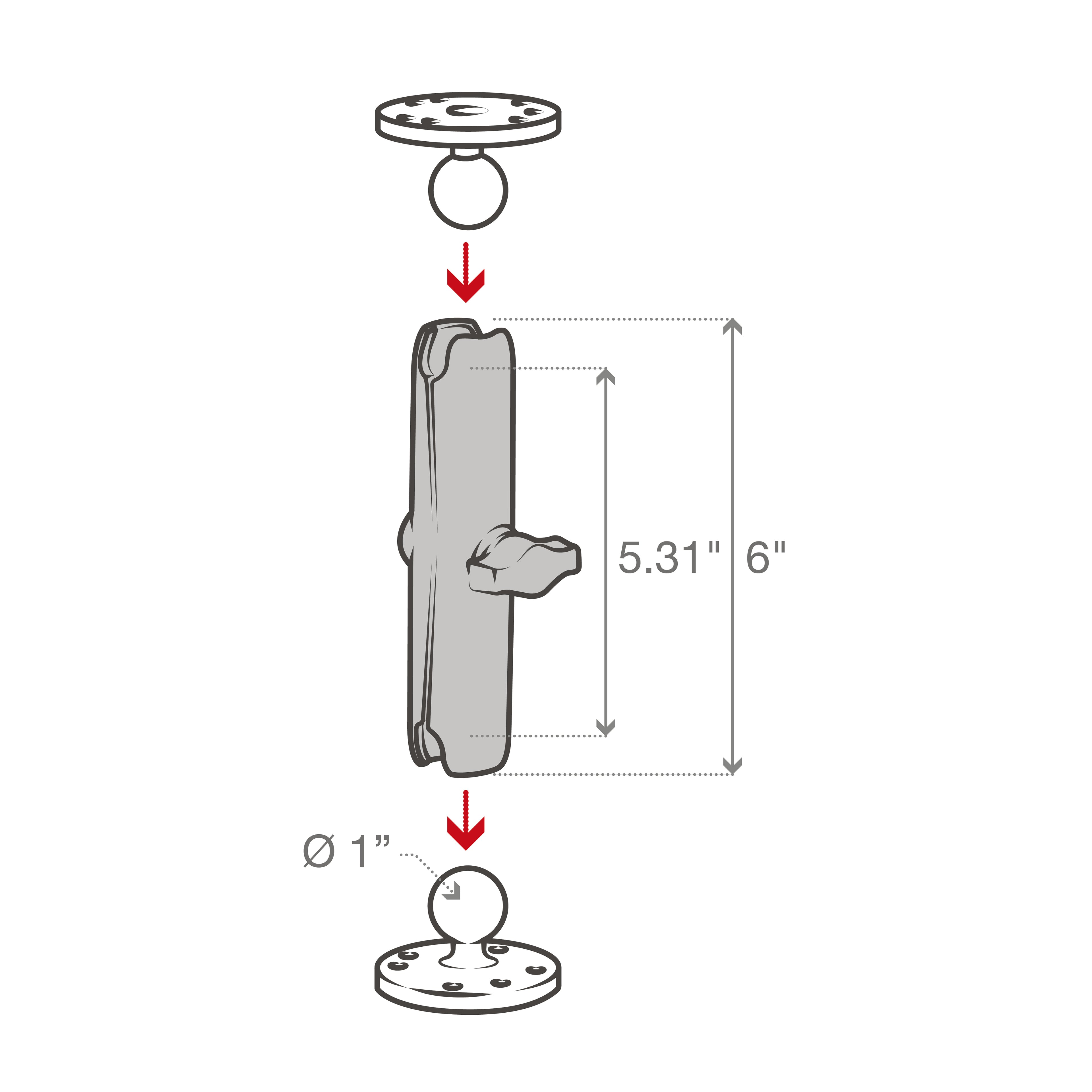 RAM Dubbele Arm - B Maat Lang - RAM Mounts RAM-B-201U-C afbeelding 4