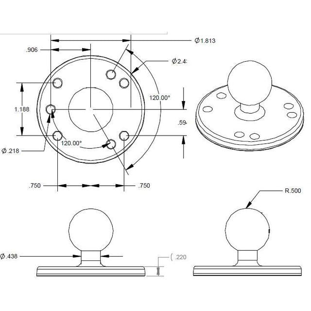 RAM Ronde Plaat met Bal - B Maat - RAM Mounts RAM-B-202U afbeelding 3