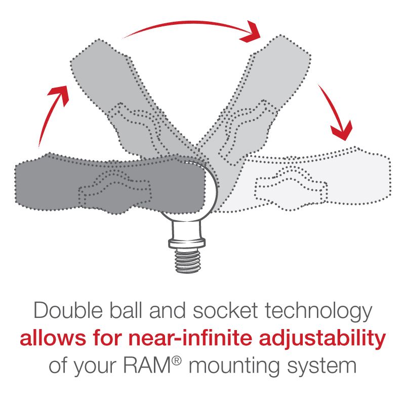 RAM kogeladapter met 3/8 "-16 schroefdraadbout en borgring - B Maat - RAM Mounts RAM-B-236U afbeelding 5