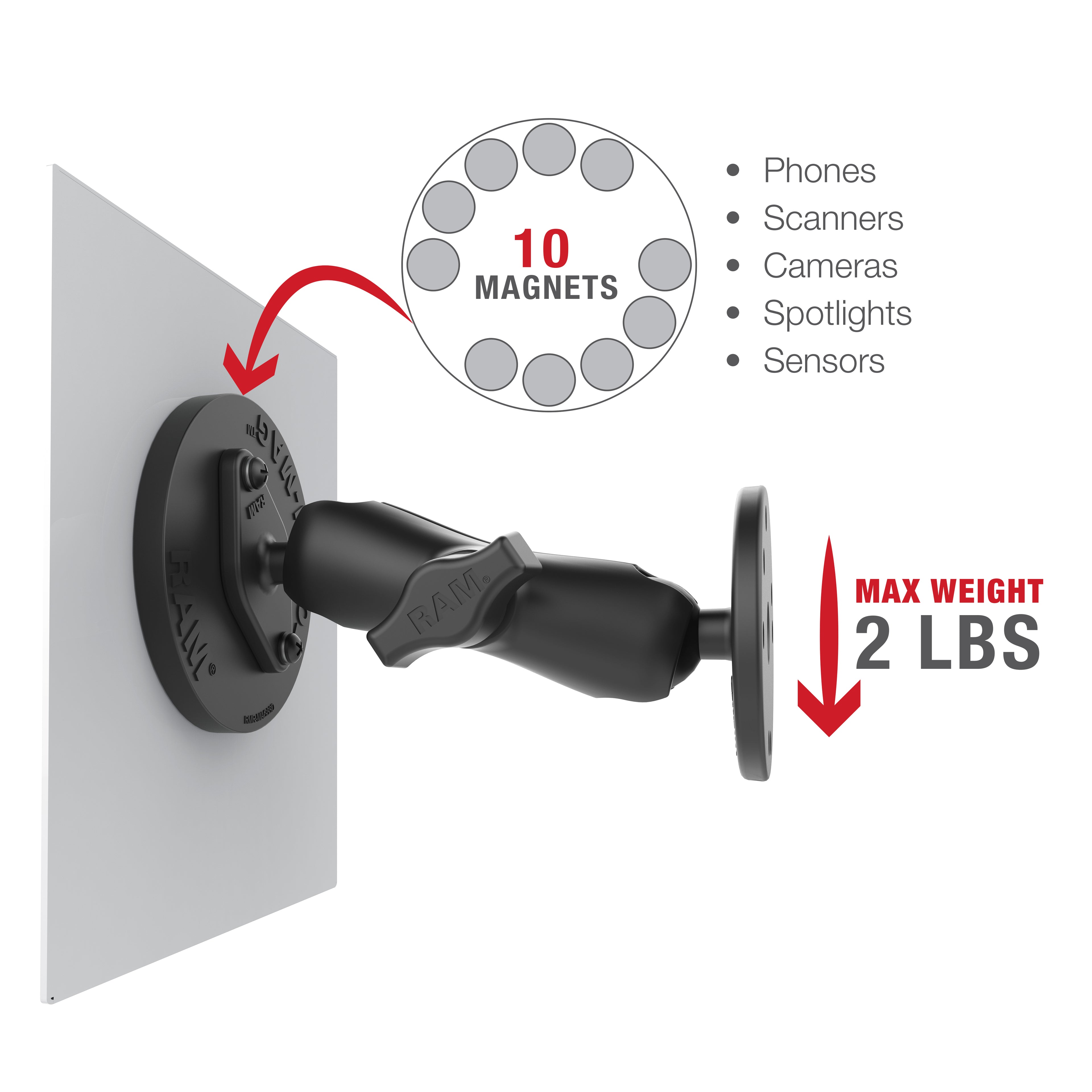 RAM Tough-Mag™ 88MM Diameter Magnetische Bal Basis - Maat B - RAM Mounts RAM-B-238-MAG88U afbeelding 3