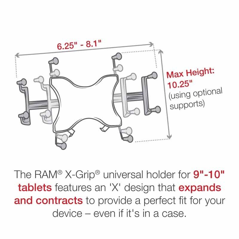 RAM X-Grip® met RAM Pod™ I Voertuigbevestiging voor 22,86 cm (9") -27,94 cm (11") Tablets - RAM Mounts RAM-B-316-1-UN9 afbeelding 3