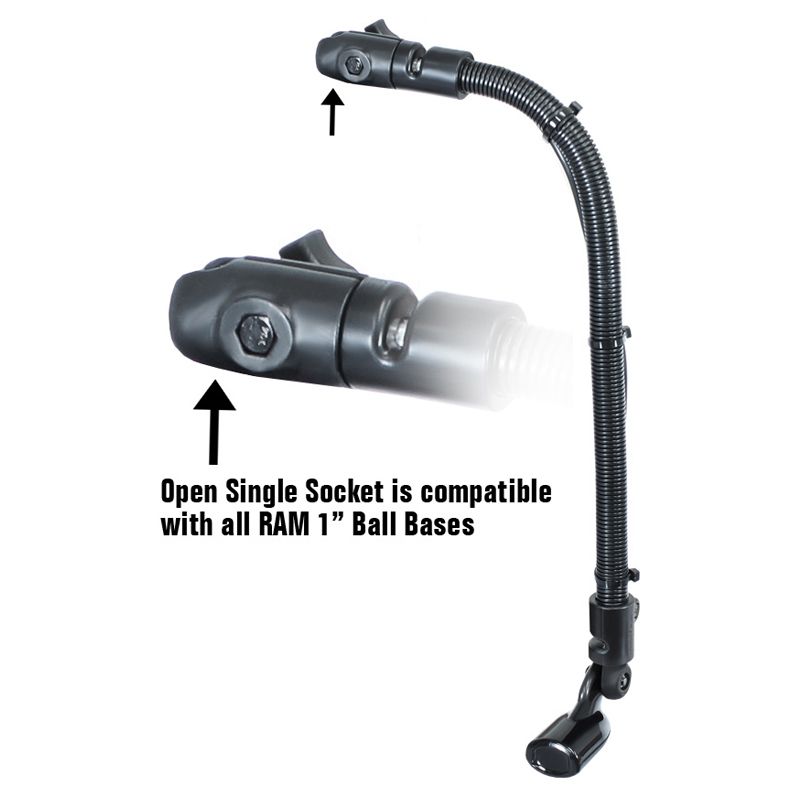 RAM Transducer Montage met 45,72 cm Aluminium Stang en Socket Arm - RAM Mounts RAM-B-316-18-TRA1-NB afbeelding 2