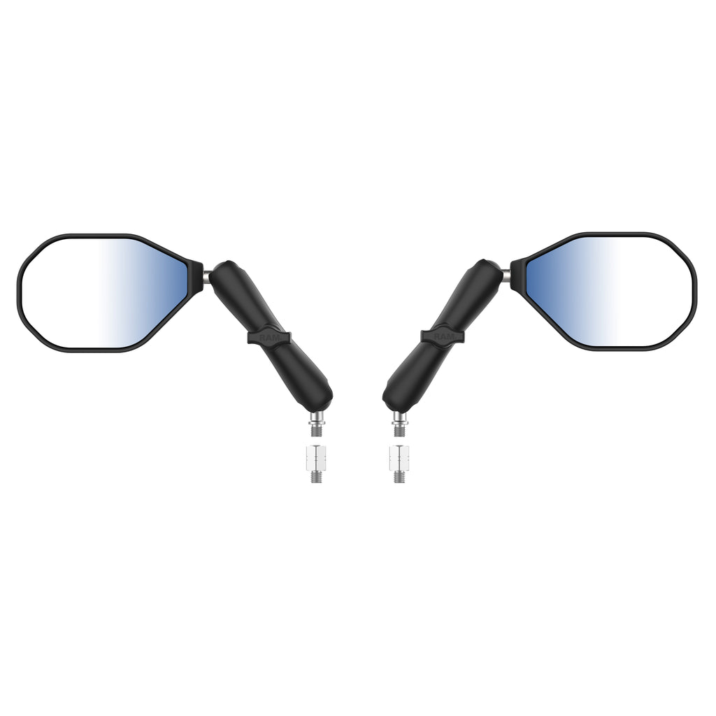 RAM tough mirror kit met M10 125 basis M10 15 adapters lange arm - RAM Mounts RAM-B-349-M1015-C-465RL
