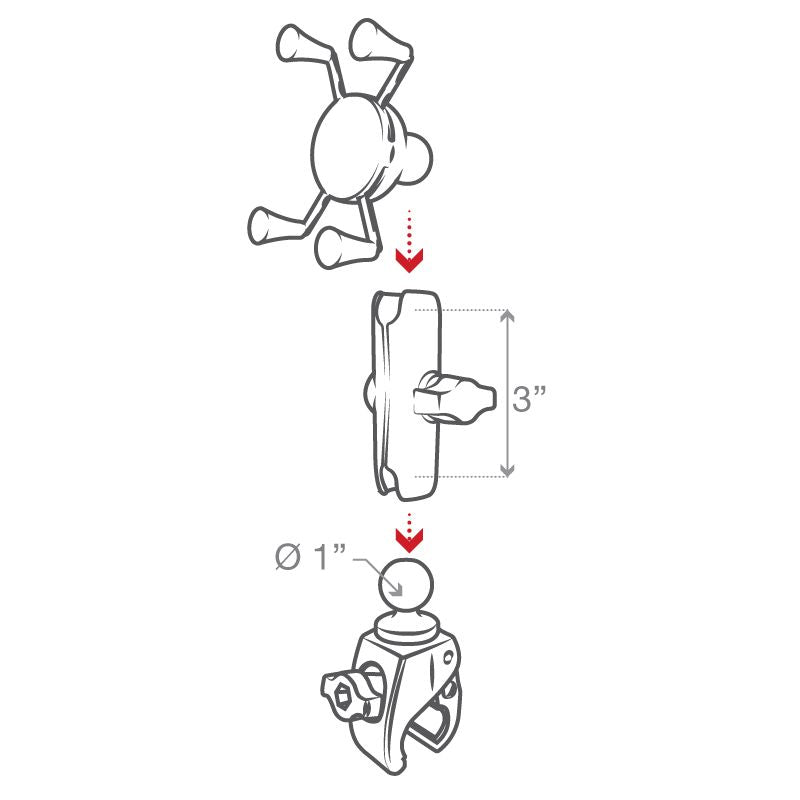 RAM X-Grip® Telefoonhouder met RAM Tough-Claw™ Kleine Klem Basis - Medium Arm - RAM Mounts RAM-B-400-HOL-UN7BU afbeelding 7