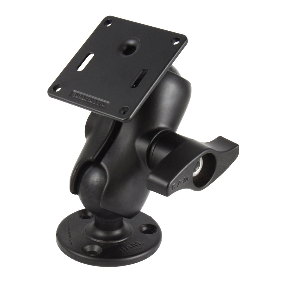 RAM dubbele bal montage met 75x75mm VESA plaat en klembout kort - RAM Mounts RAM-D-101U-C-MI1-2461