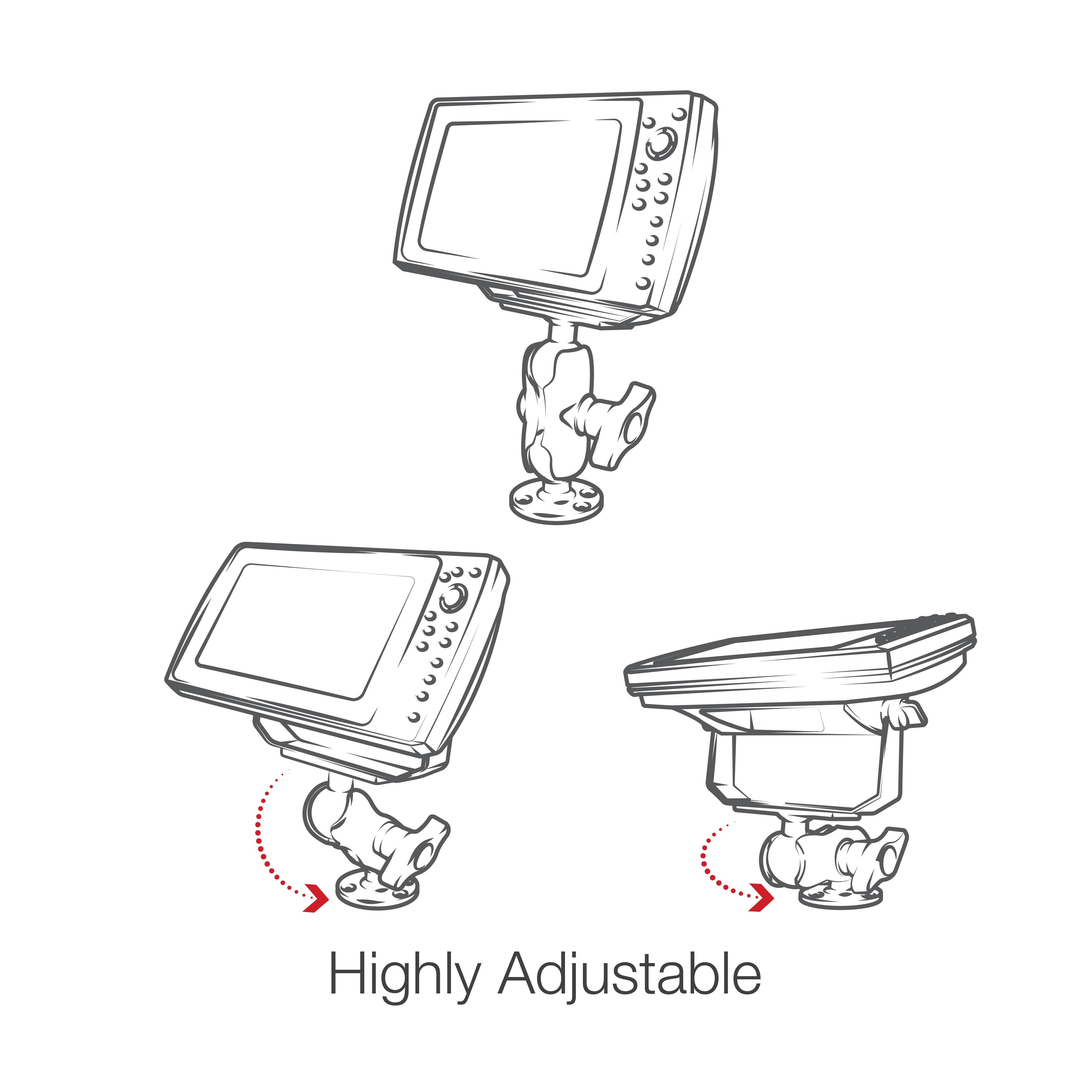 RAM Doorndrukbare Balbevestiging voor Humminbird Helix 8-10 & XPLORE Series - RAM Mounts RAM-D-202-25-C-202U afbeelding 4