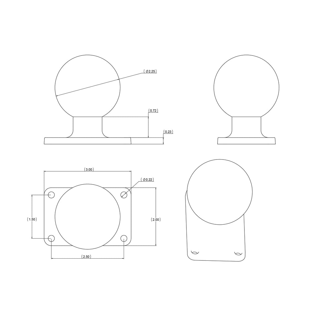 RAM Bal Basis met 1,5 "x 2,5" 4-Gat Patroon - D Maat - RAM Mounts RAM-D-202U-23 afbeelding 2