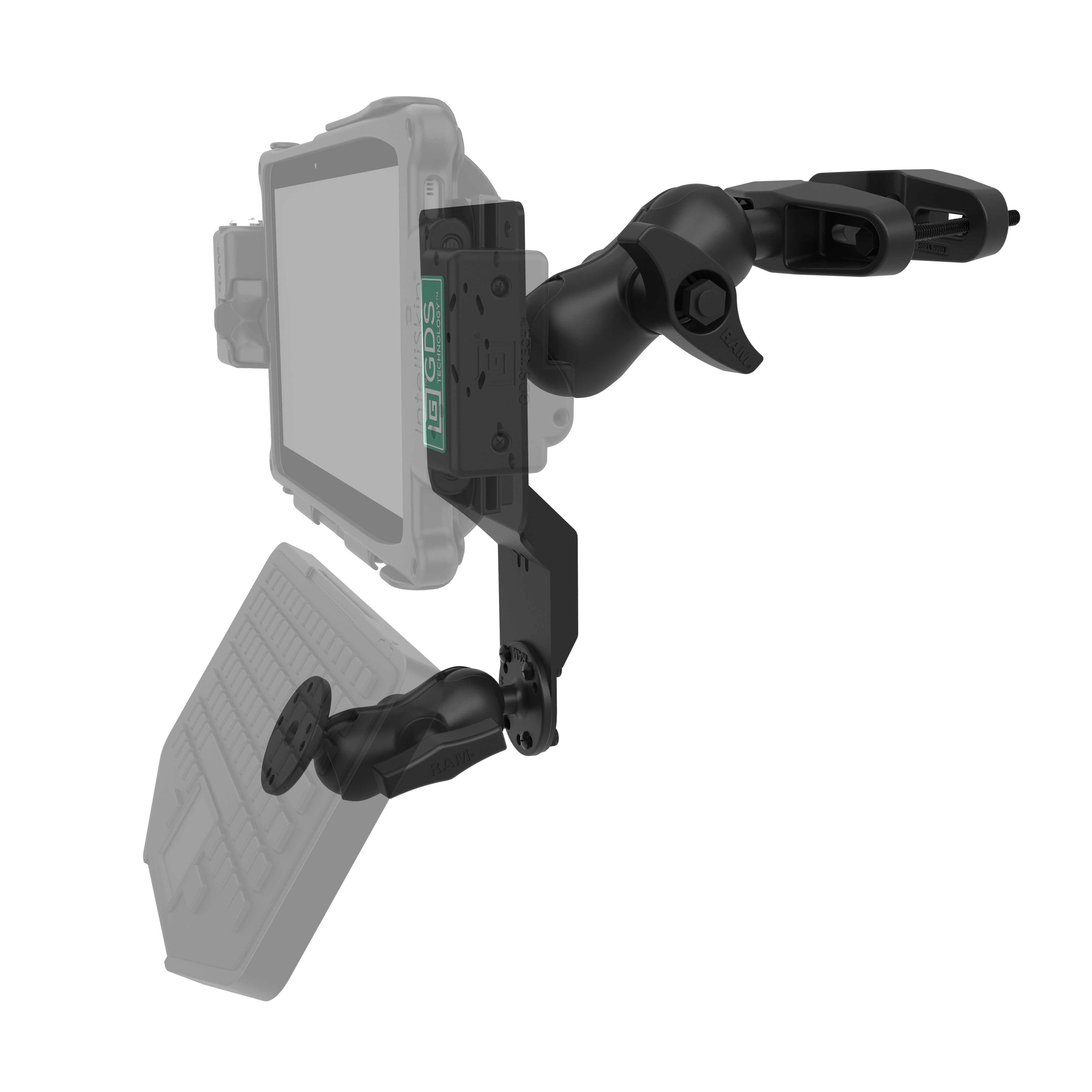 RAM Universele Vorkheftruck Paalmontage met Ronde Plaat & Accessoire Optie - RAM Mounts RAM-D-247-C-254-DIS1U afbeelding 2