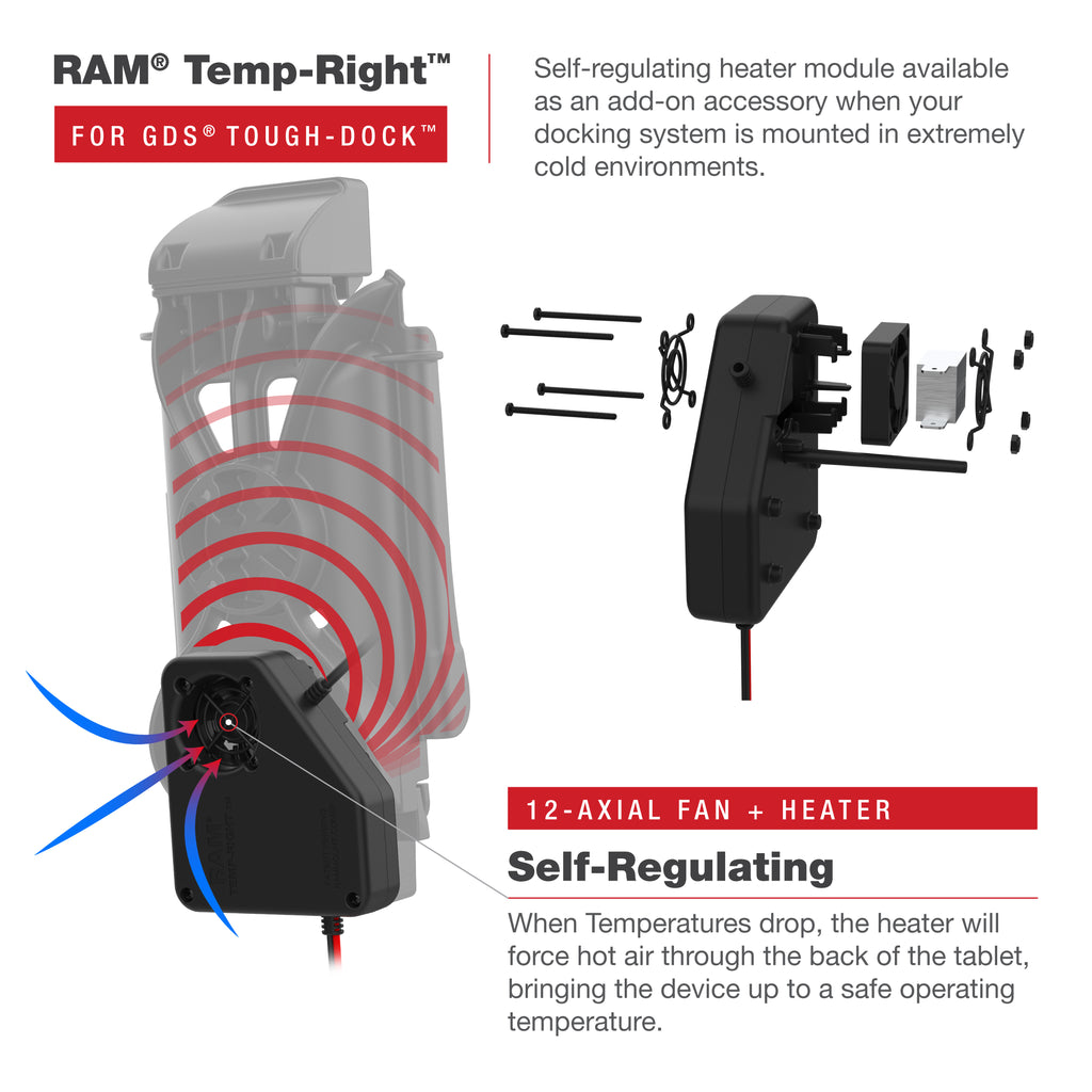 RAM Temp-Right™ Dock Verwarming Module voor GDS® Tough-Dock™ - RAM Mounts RAM-DOCK-HEATER1-BU afbeelding 5