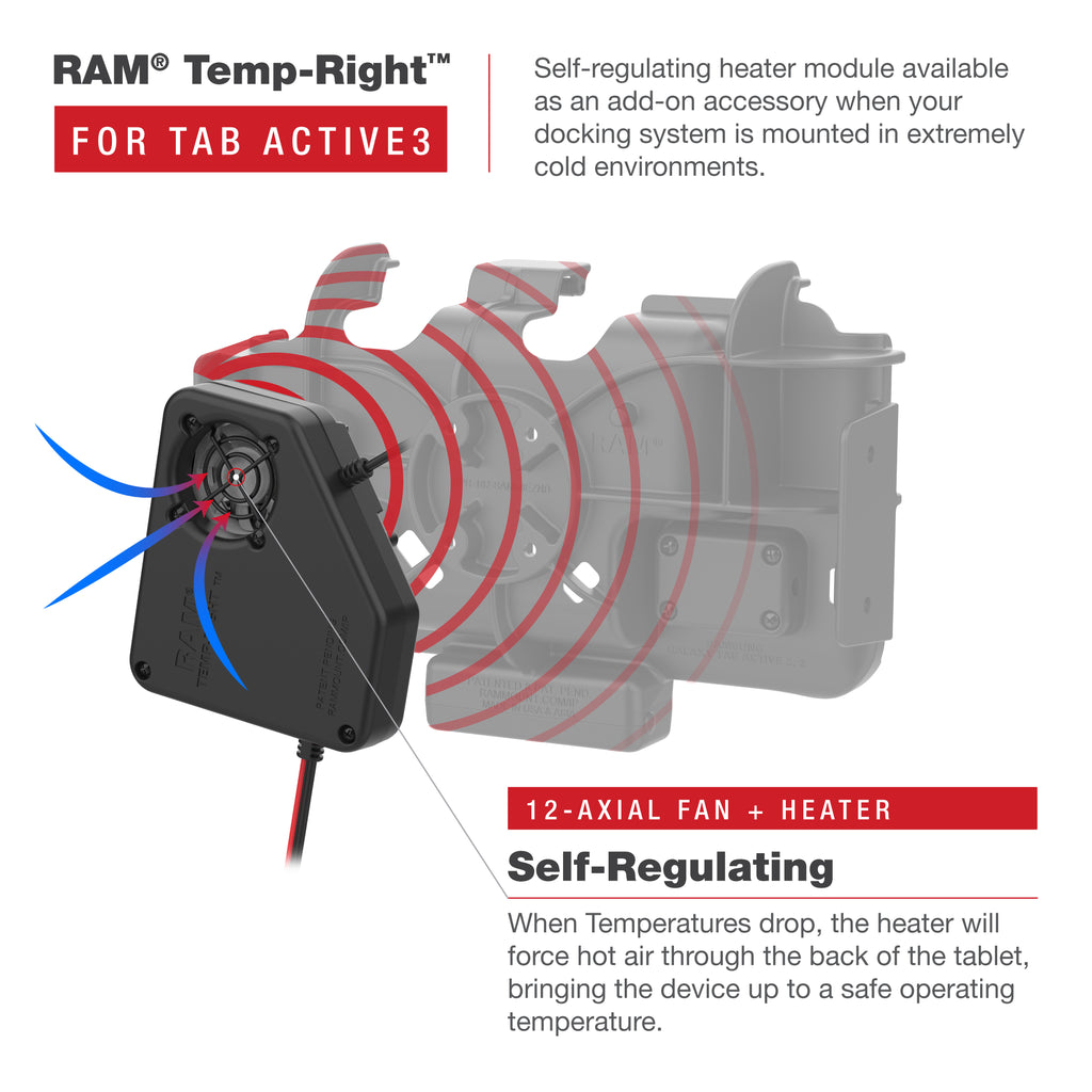 RAM Temp-Right™ Dock Verwarmingsmodule voor Samsung Tab Active5 & 3 - RAM Mounts RAM-DOCK-HEATER1-CU afbeelding 4