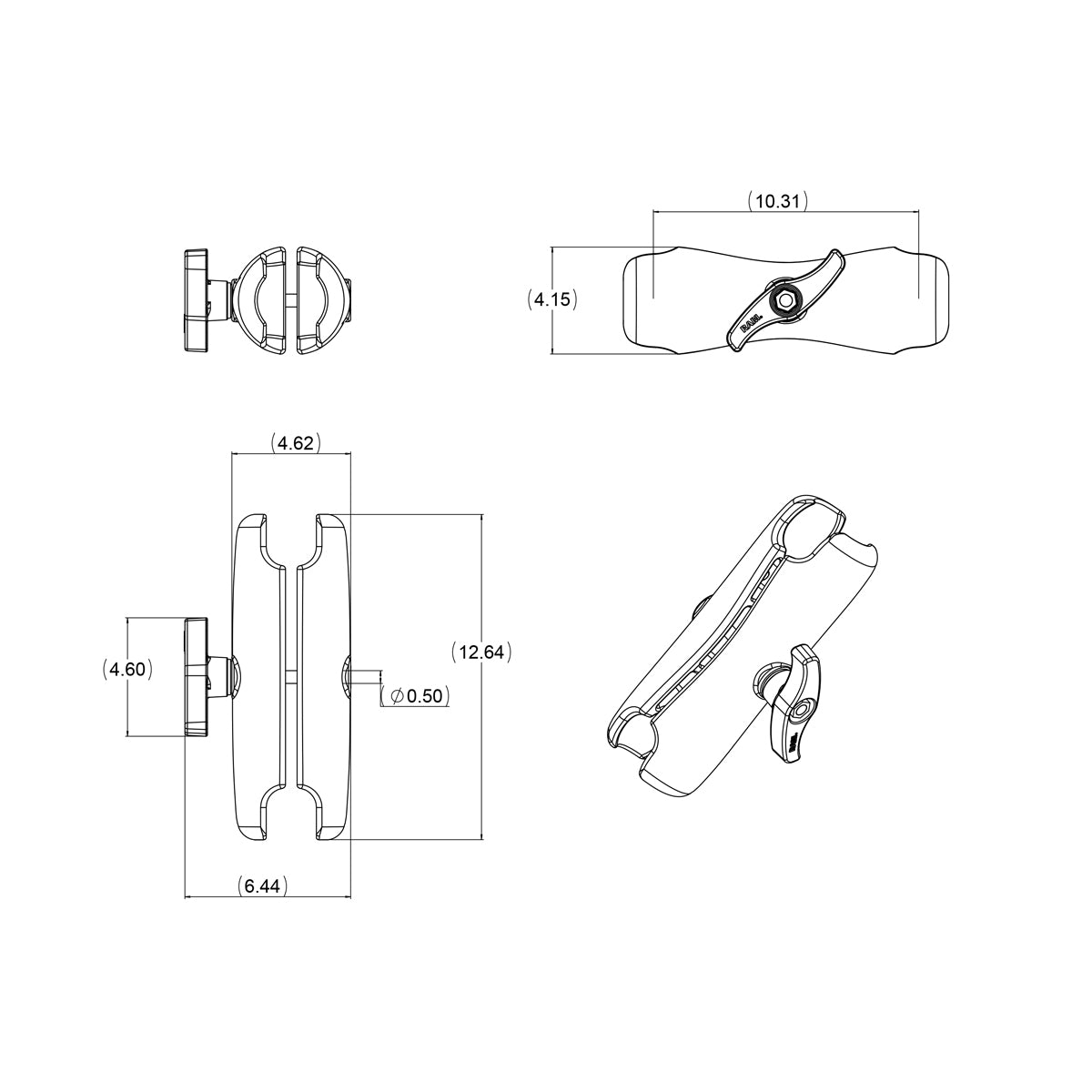 RAM Dubbel Socket Arm - RAM Mounts RAM-E-201U afbeelding 2