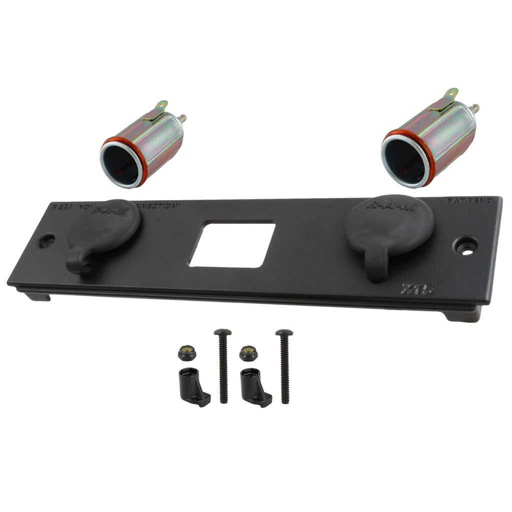 RAM tough box 508cm 2 frontplaat met twee 12v aanstekeraansluitingen X15 912v - RAM Mounts RAM-FP2-CIG2-BLOCK