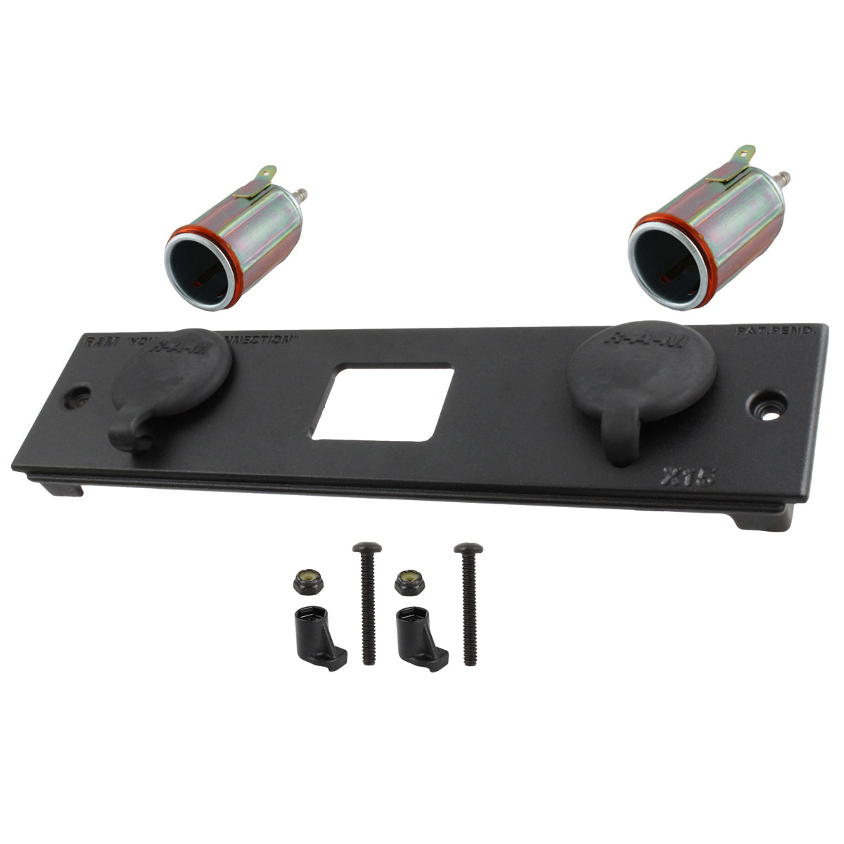RAM tough box 508cm 2 frontplaat met twee 12v aanstekeraansluitingen X15 912v - RAM Mounts RAM-FP2-CIG2-BLOCK
