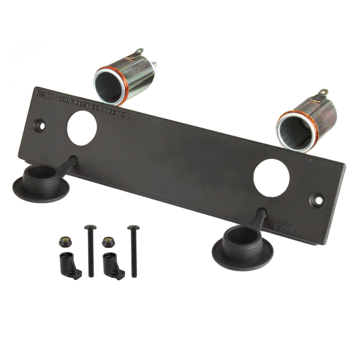 RAM Tough-Box™ 2" gezichtsplaat met twee 12V-aanstekeraansluitingen - RAM Mounts RAM-FP2-CIG2 afbeelding 1