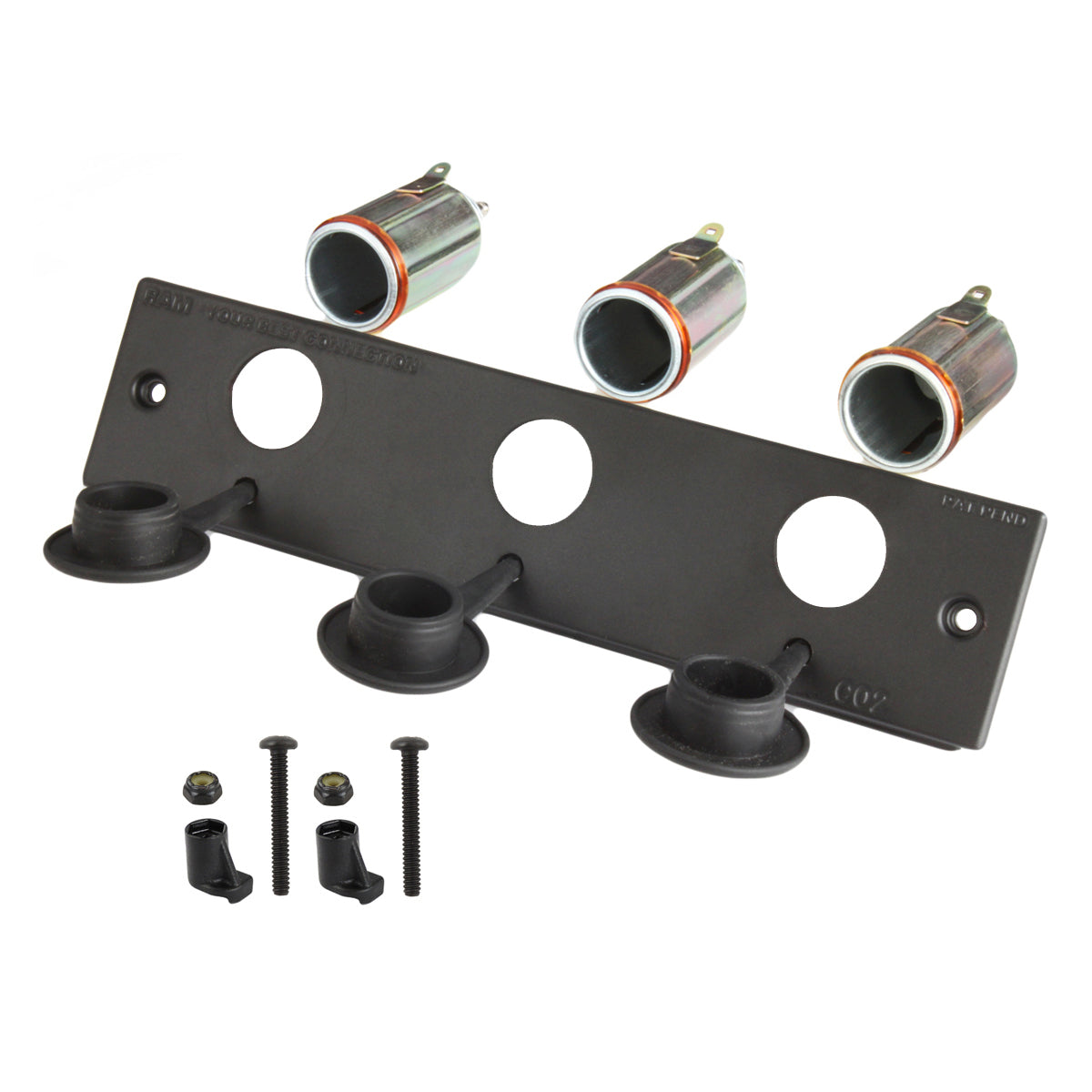 RAM Tough-Box™ 2" gezichtplaat met drie 12V aanstekeraansluitingen - RAM Mounts RAM-FP2-CIG3 afbeelding 1