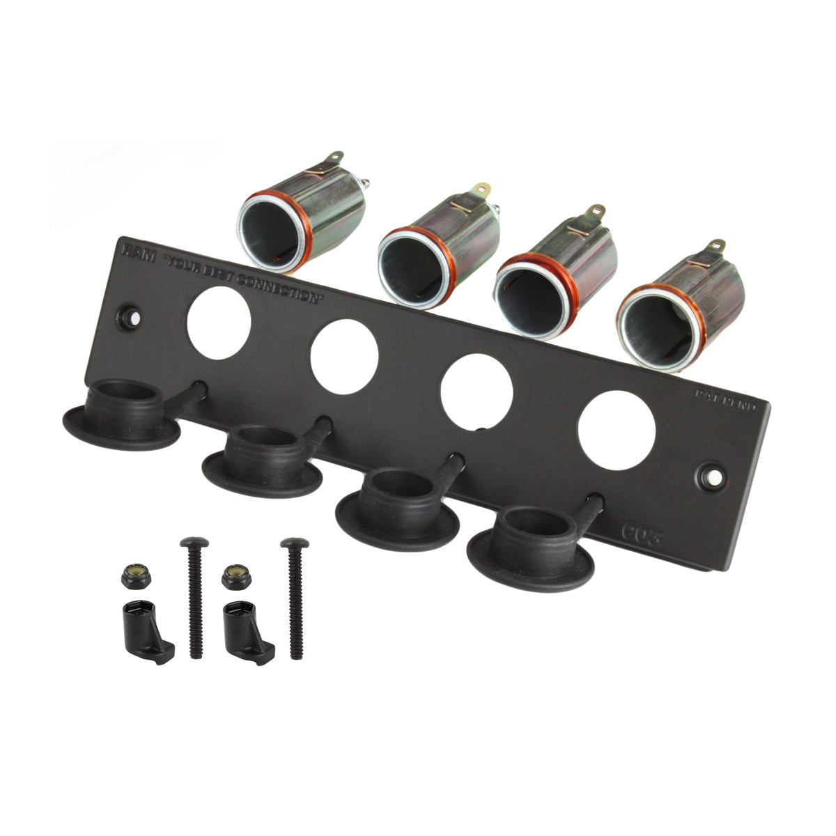RAM tough box 2 gezichtplaat met vier 12v aanstekers - RAM Mounts RAM-FP2-CIG4