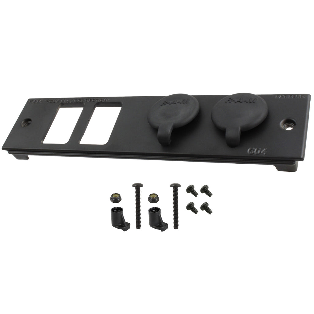 RAM Tough-Box™ 2" gezichtsplaat met twee schakelaarpoorten en 12V-contactdozen - RAM Mounts RAM-FP2-S2L-0830-1450-CIG2 afbeelding 1