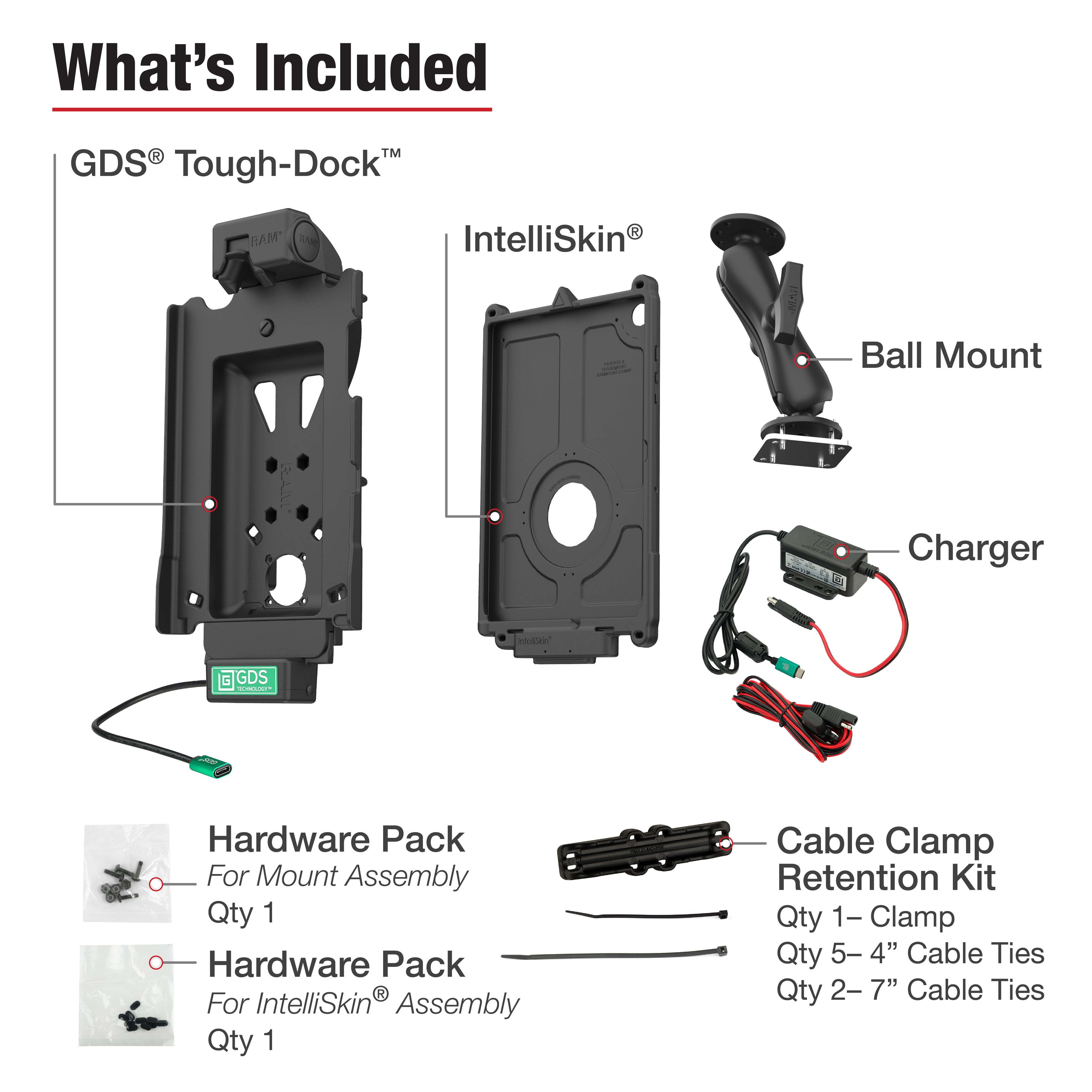 GDS® Tough-Dock™ Voertuigbundle voor Samsung Tab A9+ - RAM Mounts RAM-GDS-101B2-SAM88CP-V3CU afbeelding 4