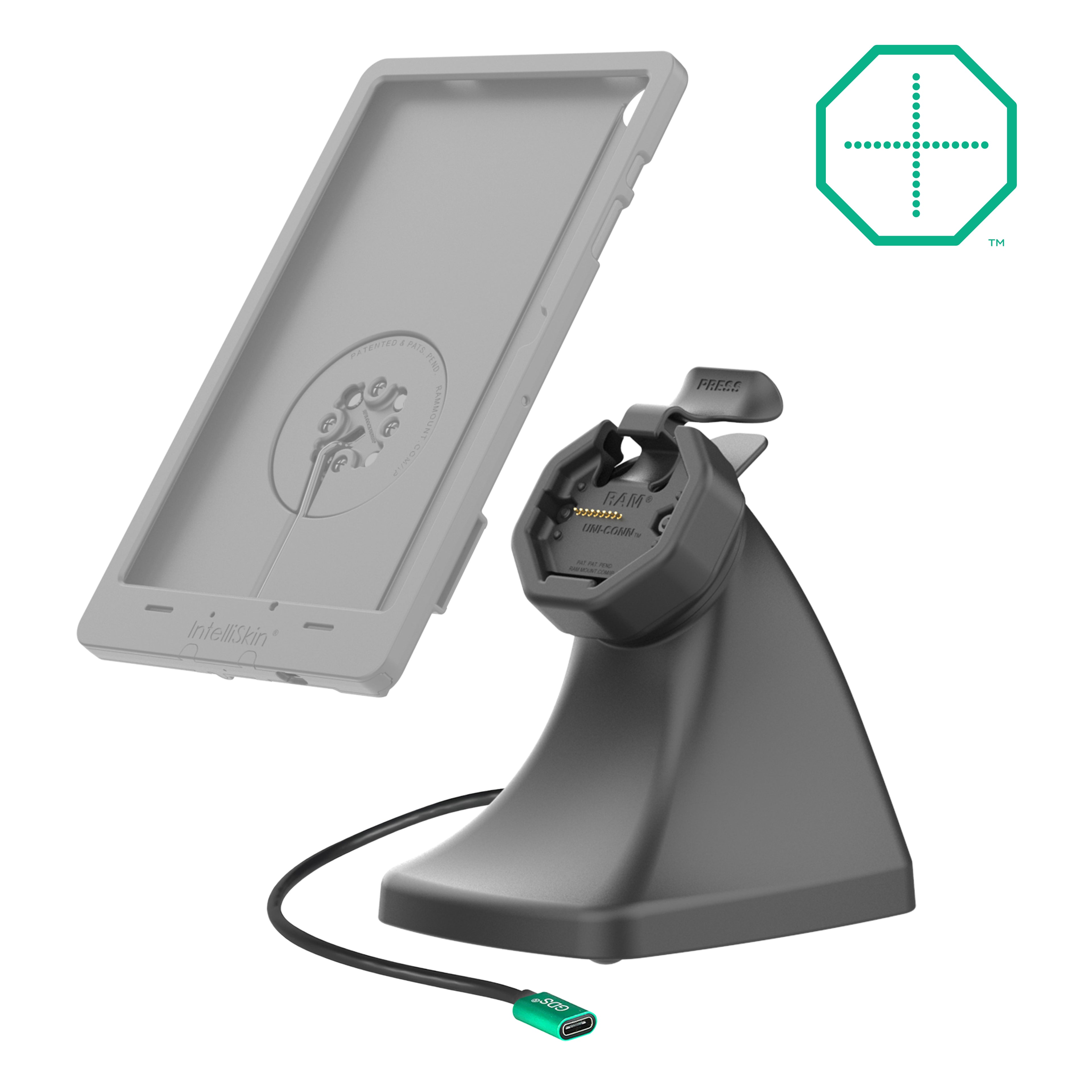 GDS® Uni-Conn™ Powered Snap-In Kiosk Dock met USB-C - RAM Mounts RAM-GDS-DOCK-D10K-U3-C afbeelding 2