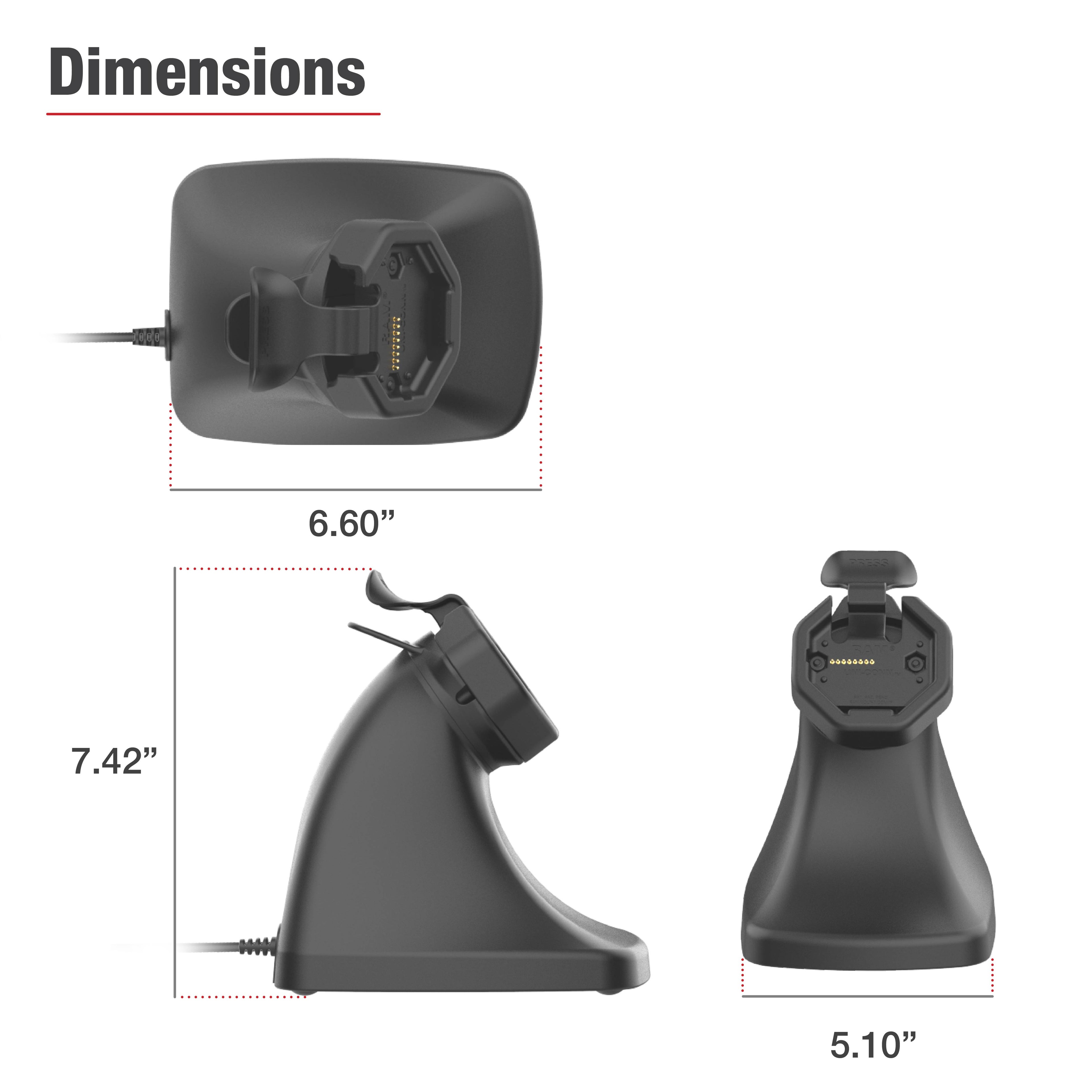 GDS® Uni-Conn™ Powered Snap-In Kiosk Dock met USB-C - RAM Mounts RAM-GDS-DOCK-D10K-U3-C afbeelding 4