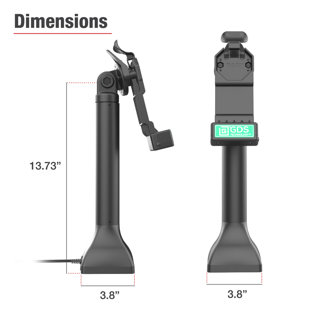 GDS® Uni-Conn™ 35,56 cm (14") Pedestal Dock met oplaadfunctie via USB-C - RAM Mounts RAM-GDS-DOCK-D11-14-U1C afbeelding 7