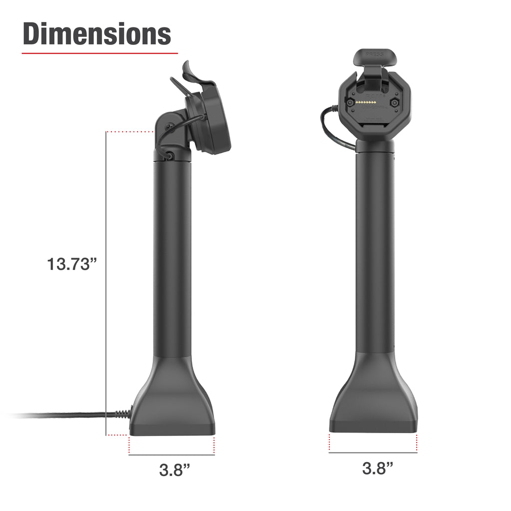 GDS® Uni-Conn™ Pedestal Dock 35,56 cm (14") met oplaadfunctie via PoE - RAM Mounts RAM-GDS-DOCK-D11-14-U3E afbeelding 5