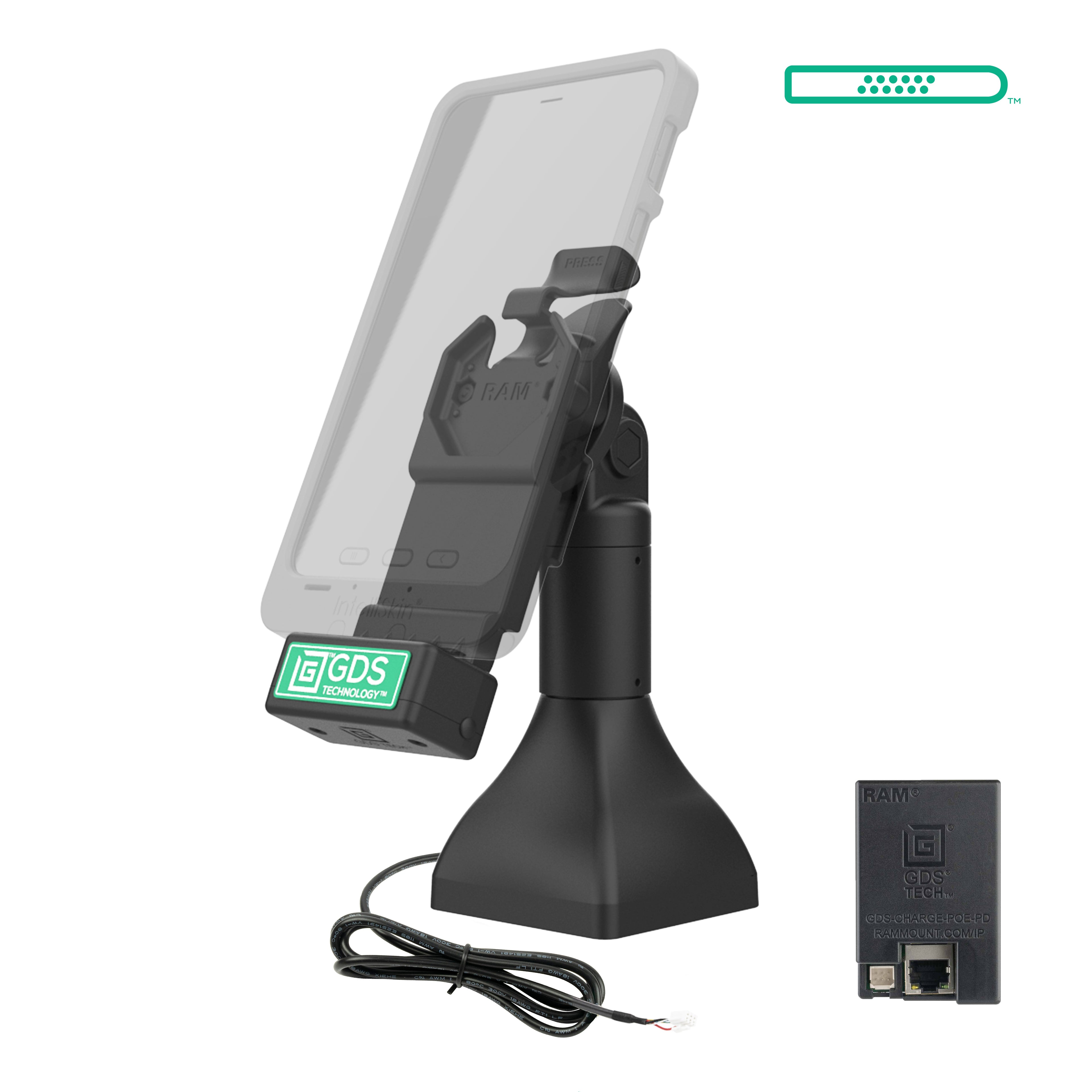 GDS® Uni-Conn™ 17,78 cm (7") Pedestal Dock met oplaadfunctie via PoE - RAM Mounts RAM-GDS-DOCK-D11-7-U1E afbeelding 2